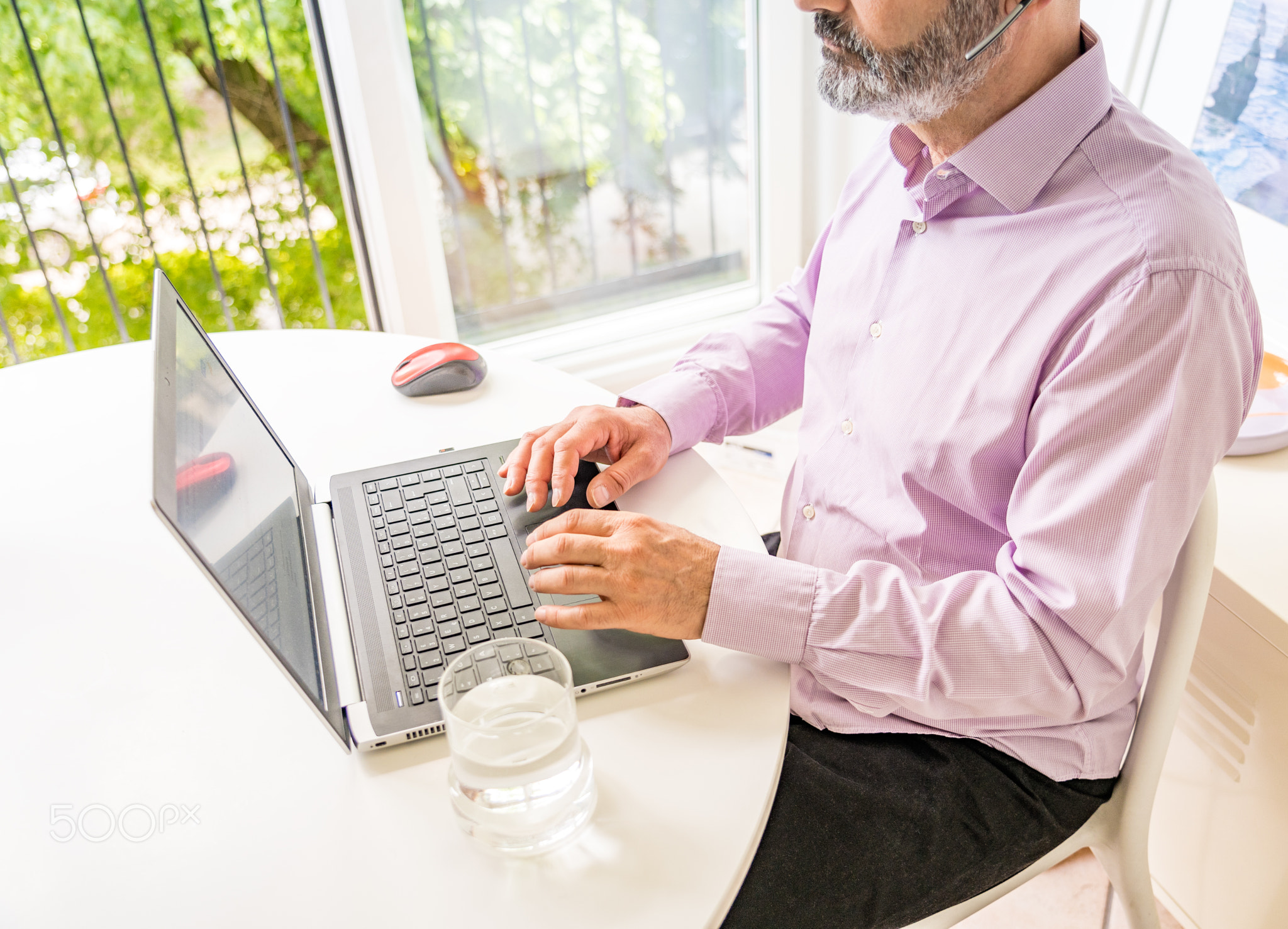 Man working with notebook. Smart working.