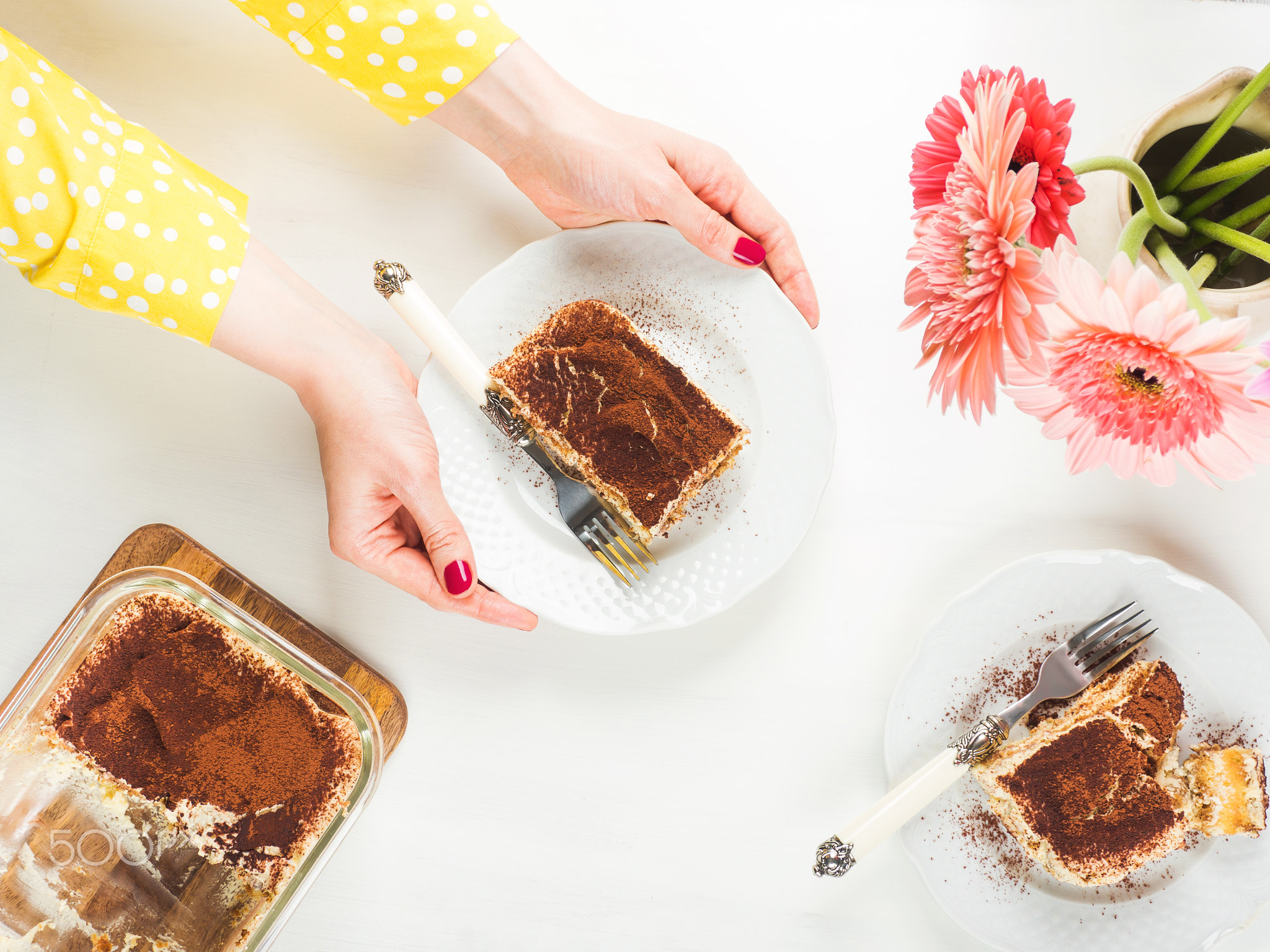 Coffee tiramisu dessert served on plates