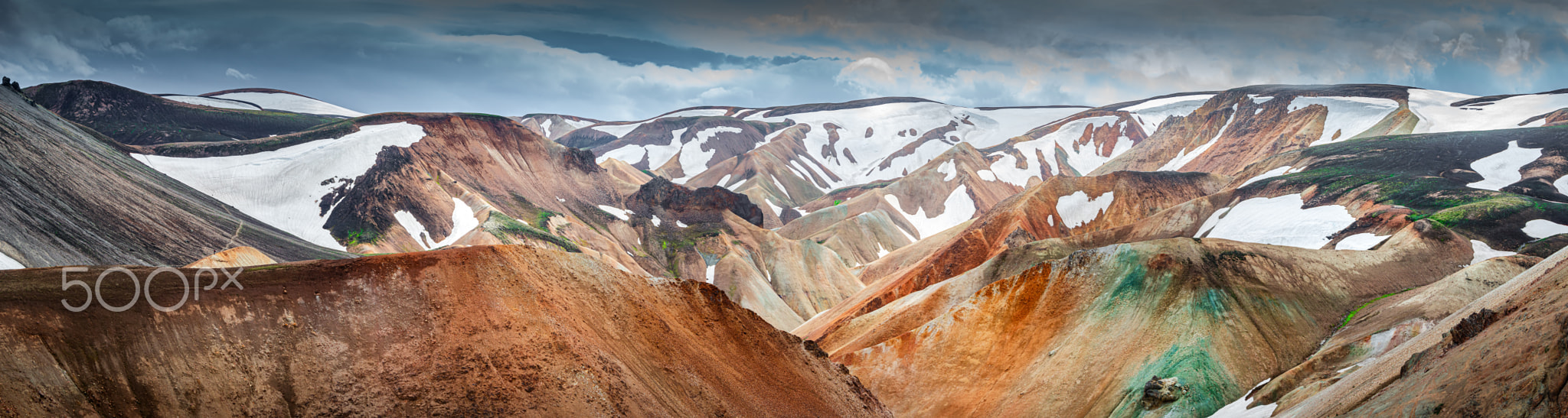 Rainbow volcanic Landmannalaugar mountains in Iceland