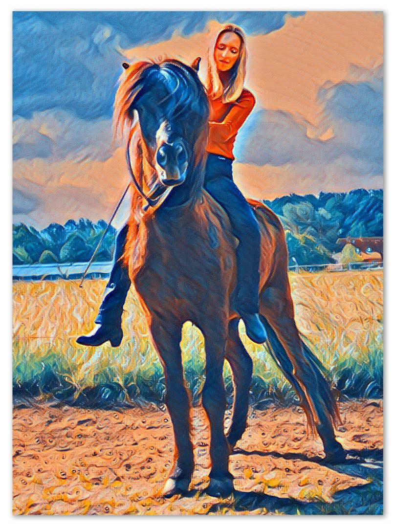 Familiarity between horse and woman