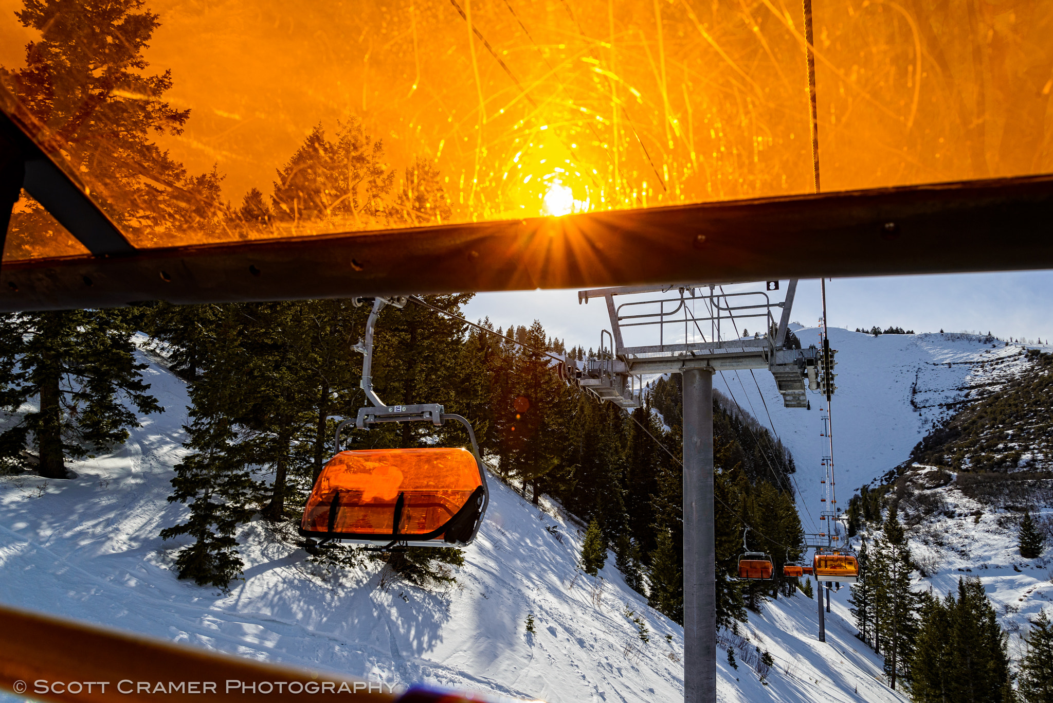 Riding Chairlift in Winter