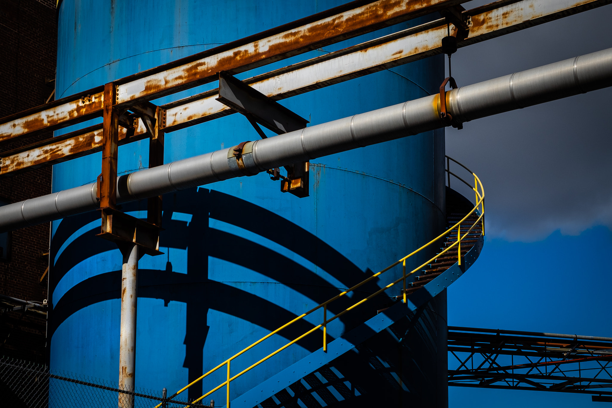 Blue storage tank