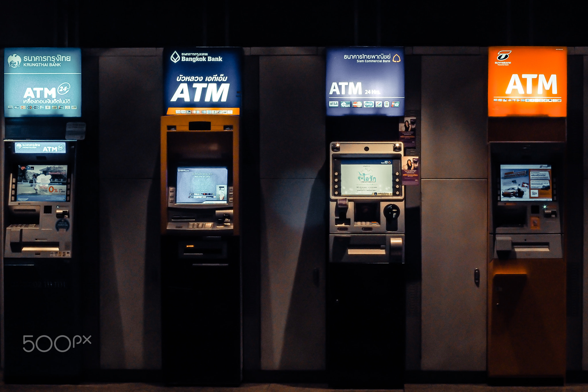2019 June, Bangkok Thailnd ATM Machine at railway staion in Bangkok
