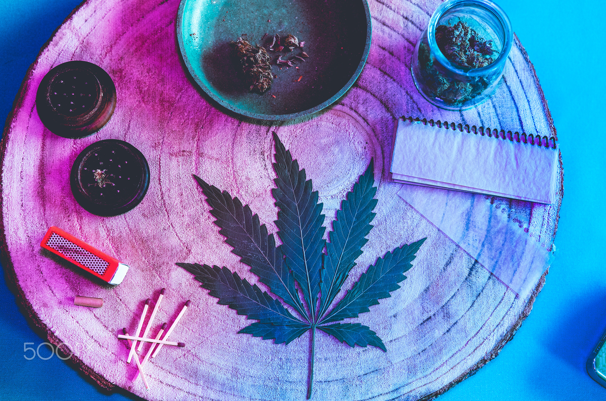 Grinder with crushed cannabis flowers