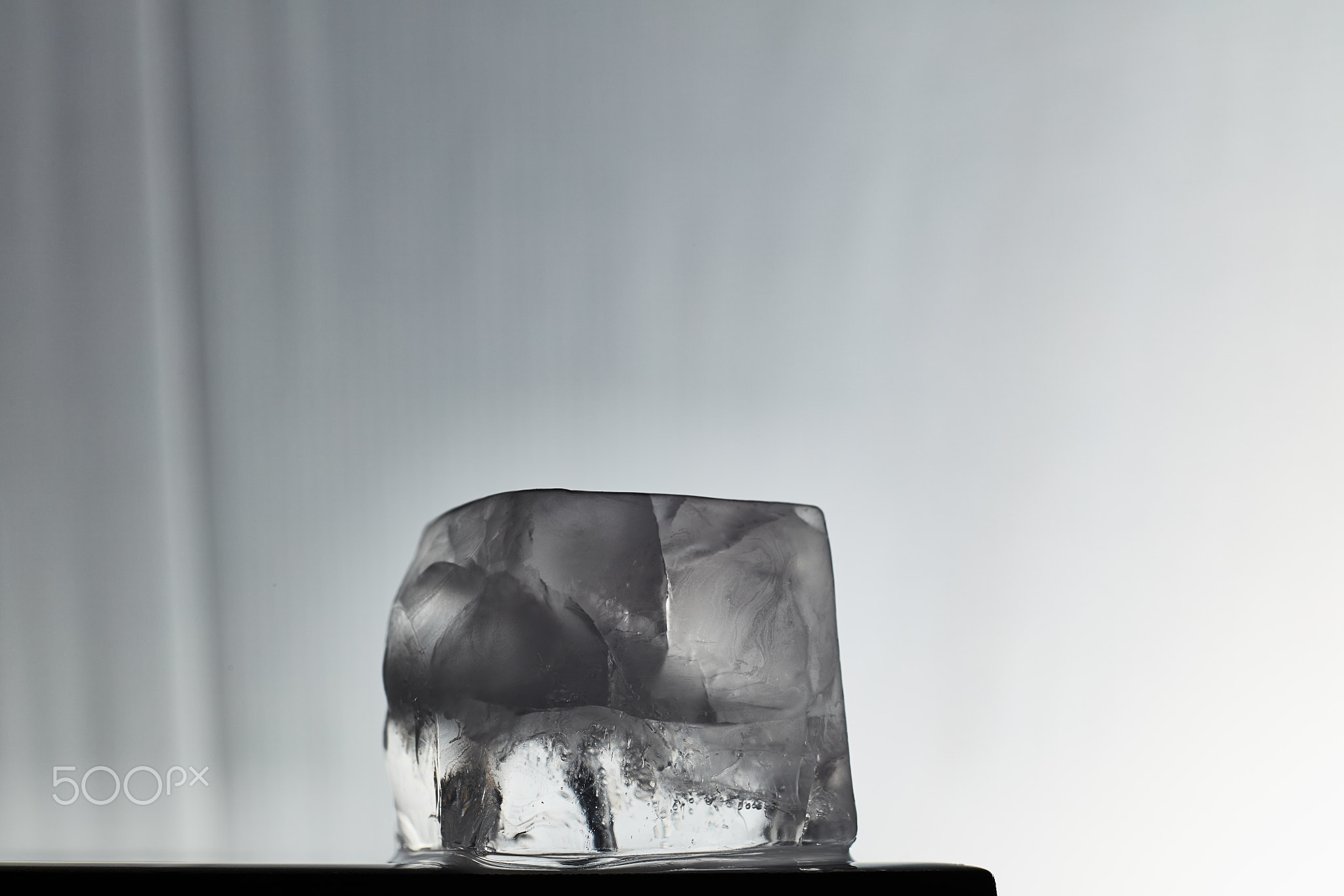 ice cubes macro on a gray background