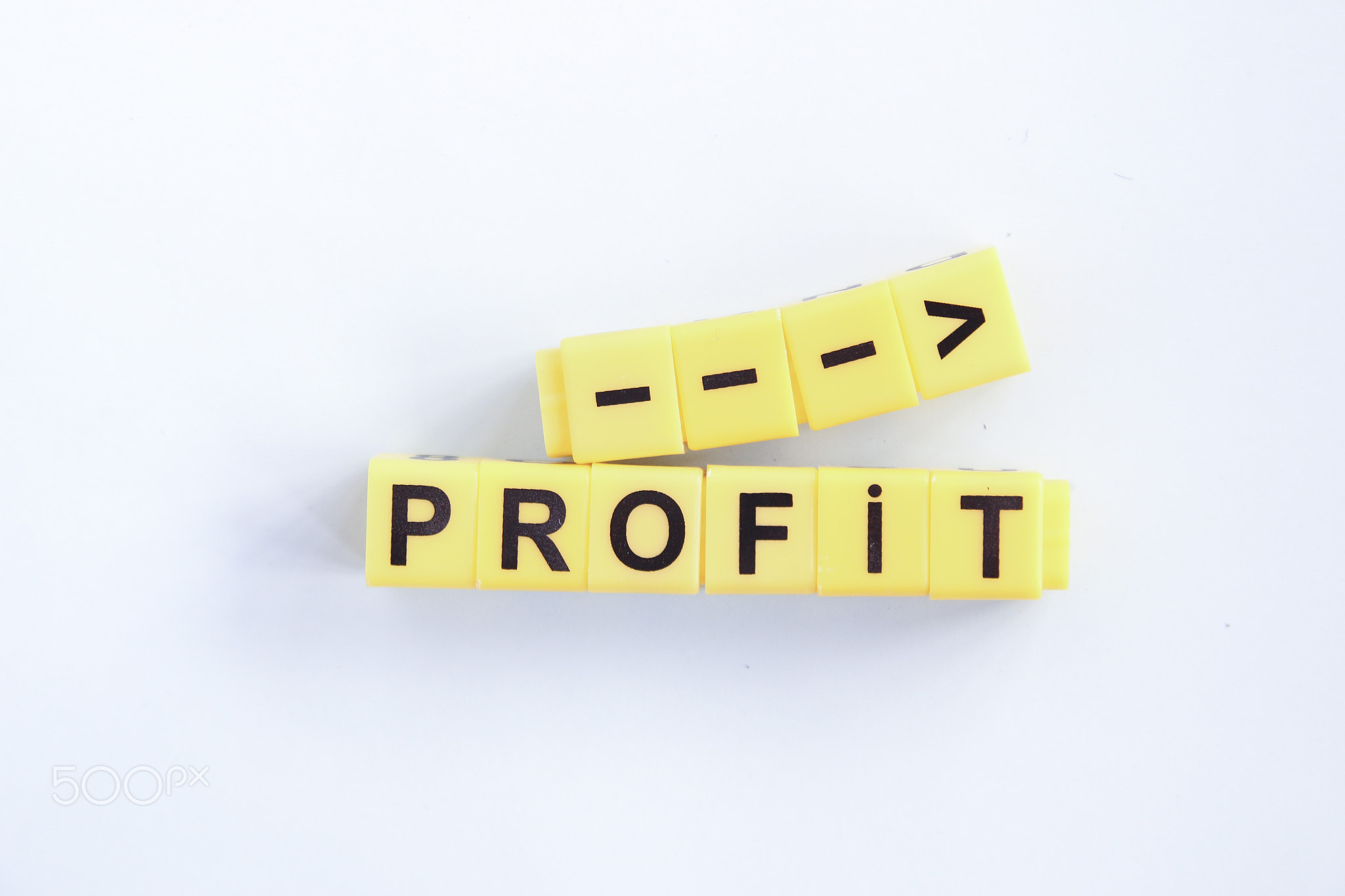 Profit growth concept. The inscription in yellow letters on a blue