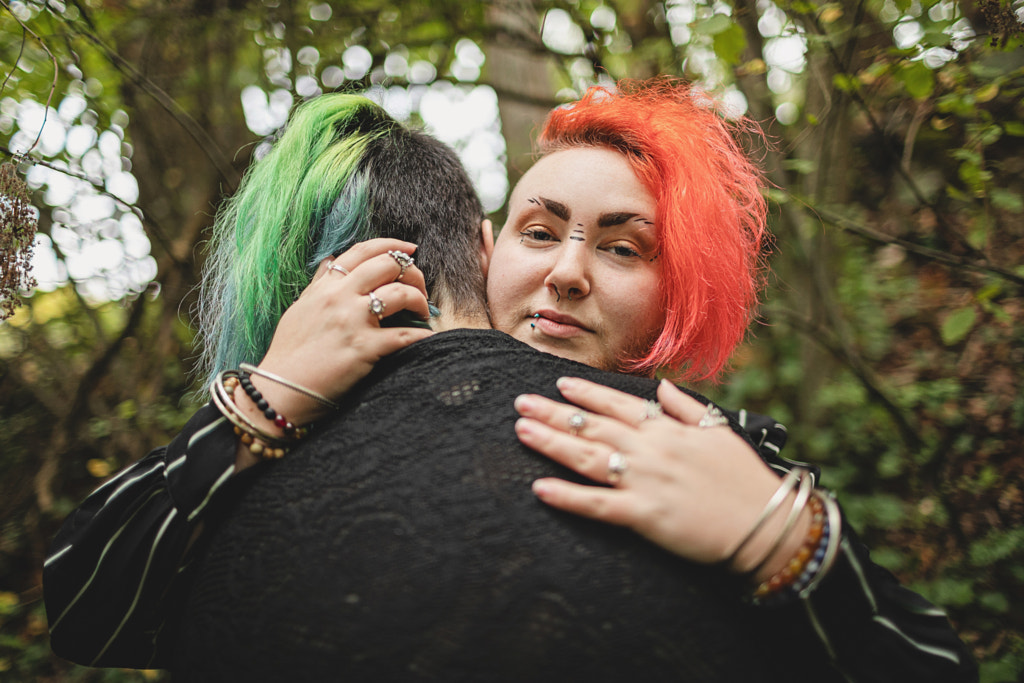 Goth Transgender Male Embracing Non-binary Partner, Poulsbo, WA, USA by Nadia M on 500px.com