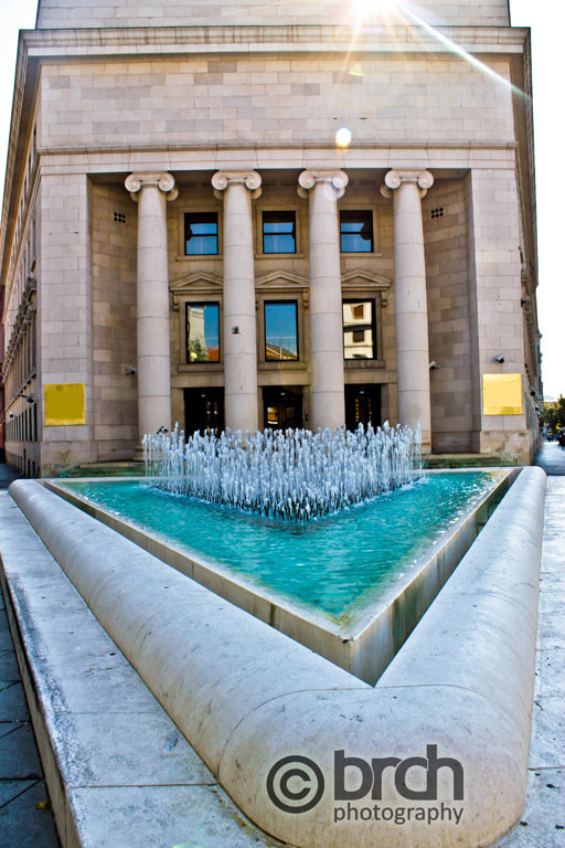 Croatian national bank building and fountain