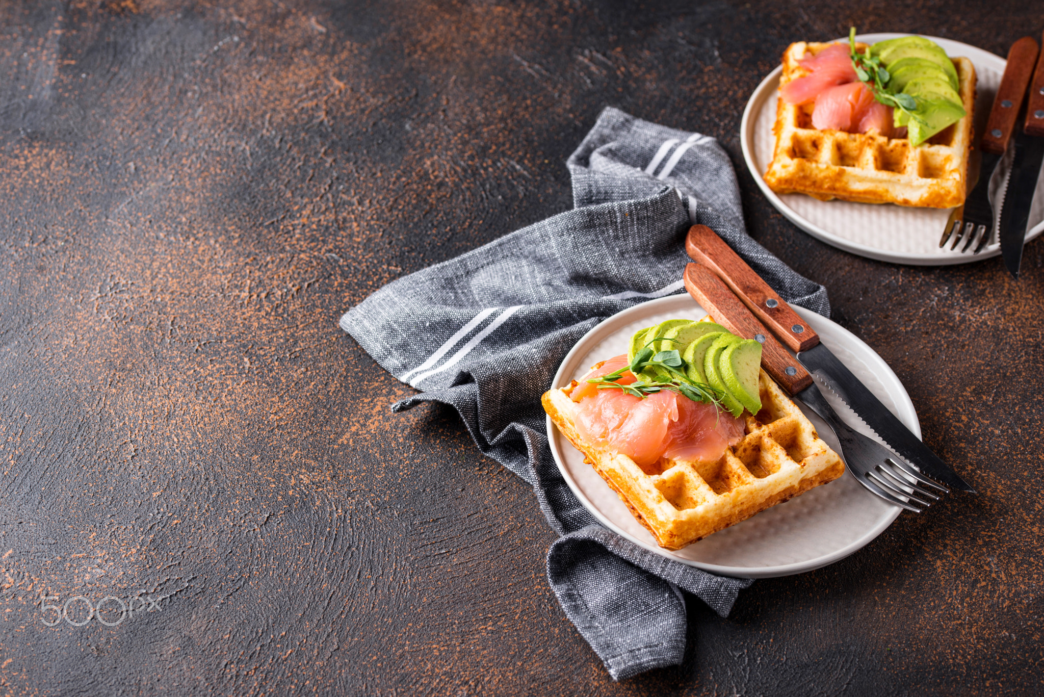 Keto cheese waffle with avocado