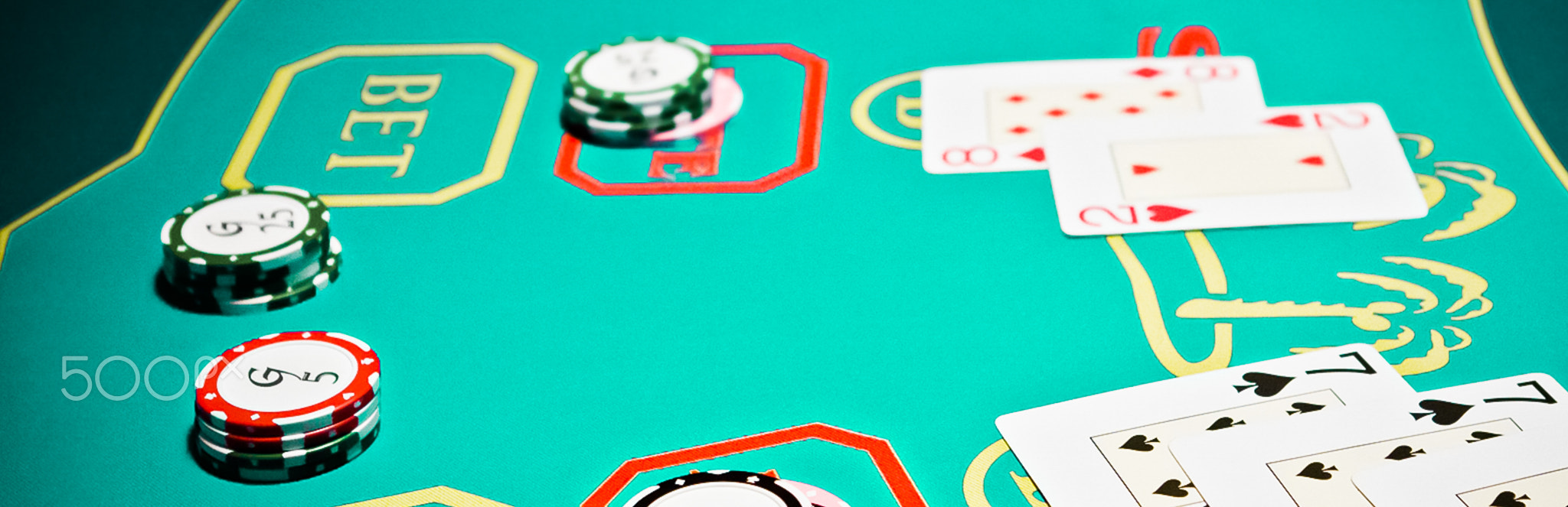 Playing cards game in casino, gambling ad