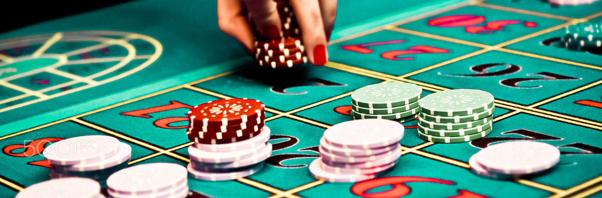 Betting and playing roulette in casino, gambling ad