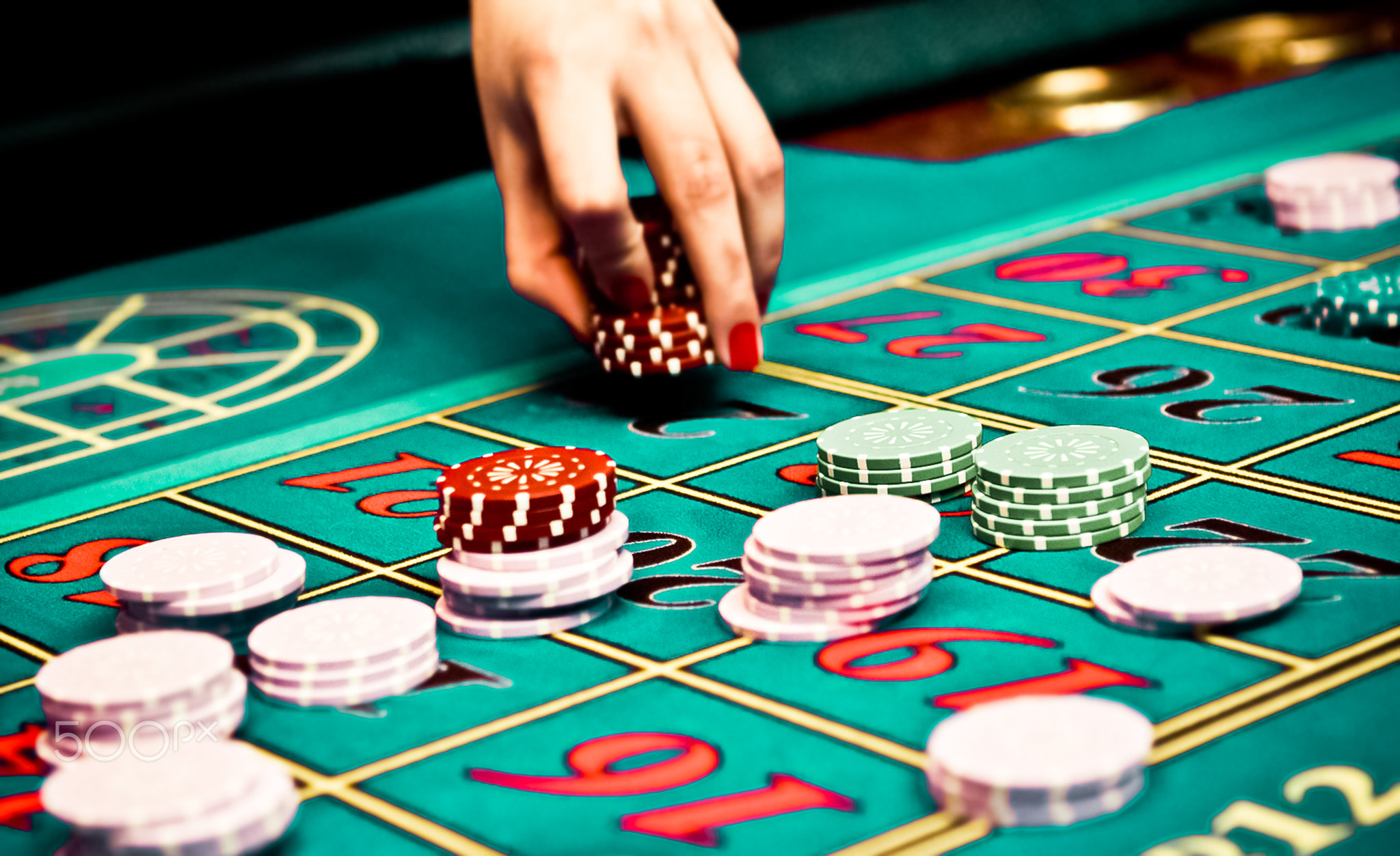 Betting and playing roulette in casino, gambling ad