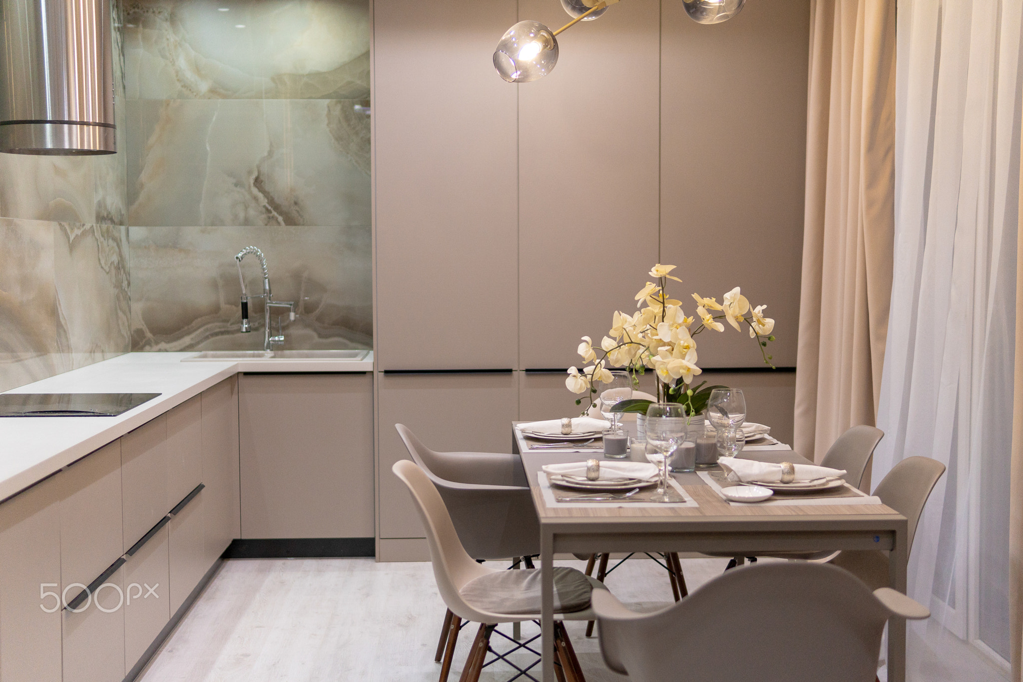 The interiors of a modern art and loft apartment