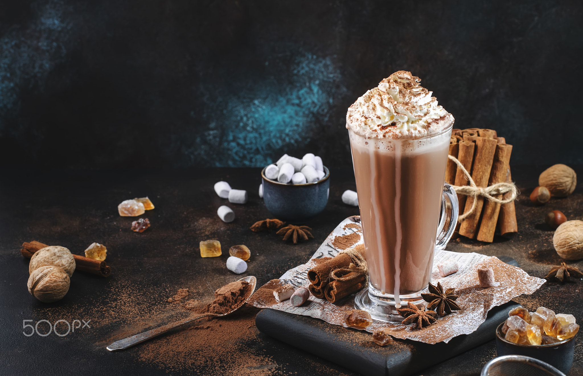 Winter hot chocolate cocoa drink