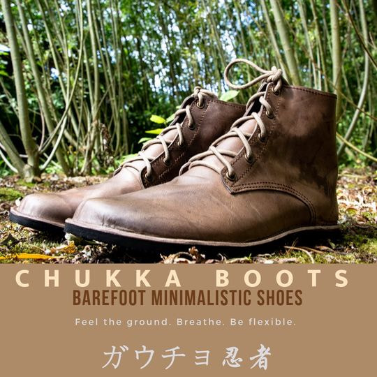 Chukka Boots  Hazel Brown Leather Boots  Barefoot Shoes