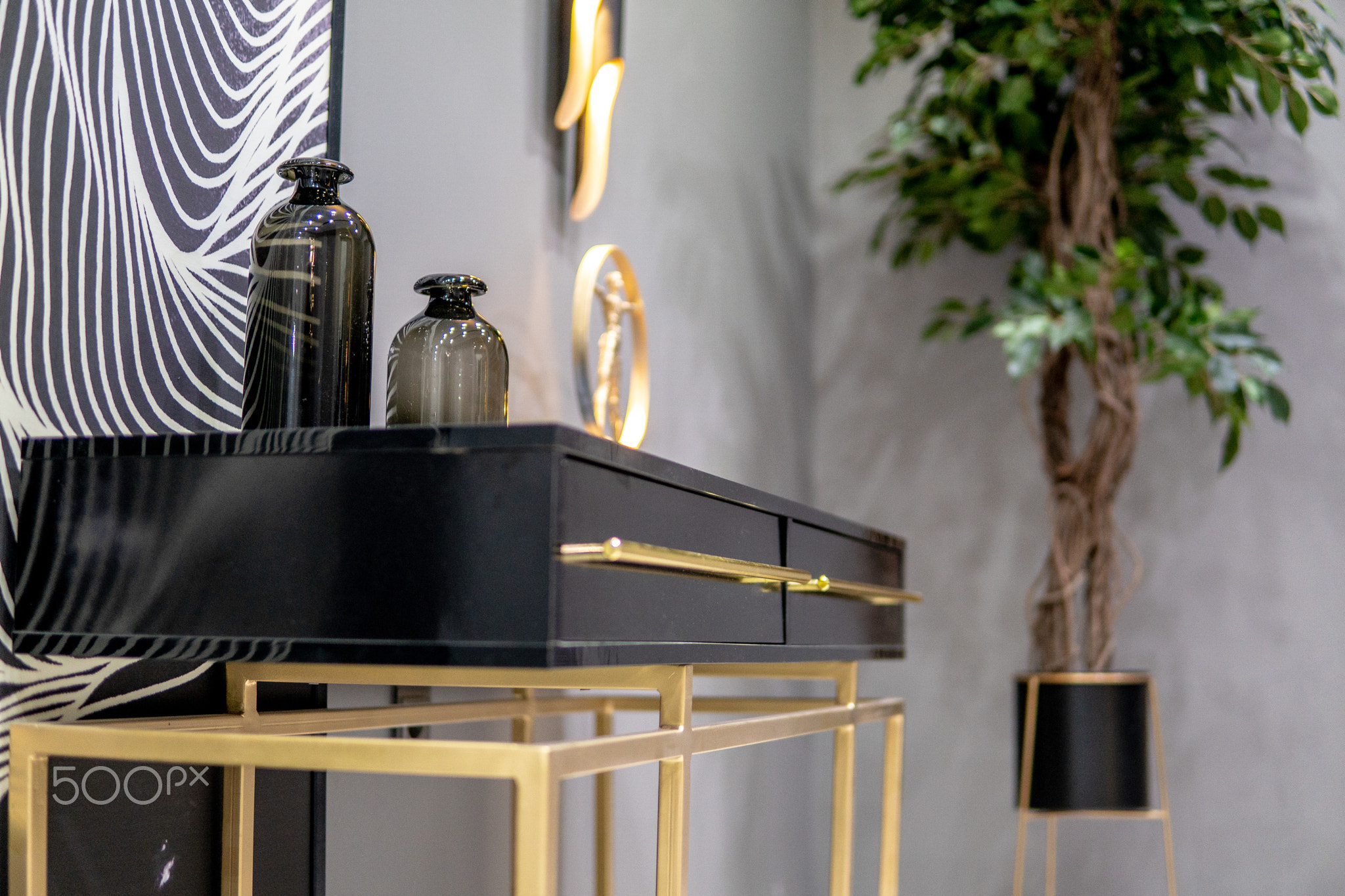 The interiors of a modern art and loft apartment