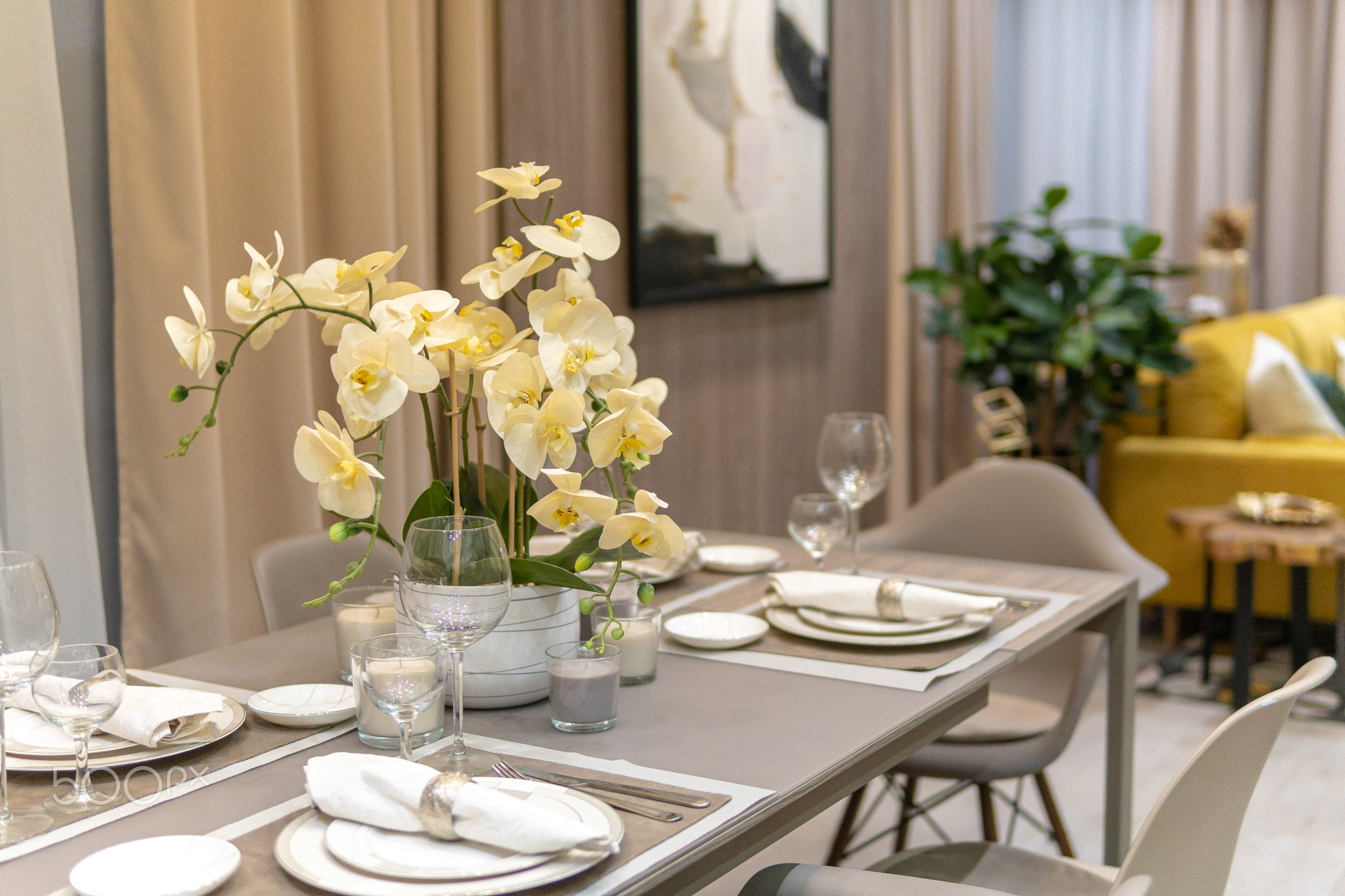 The interiors of a modern art and loft apartment