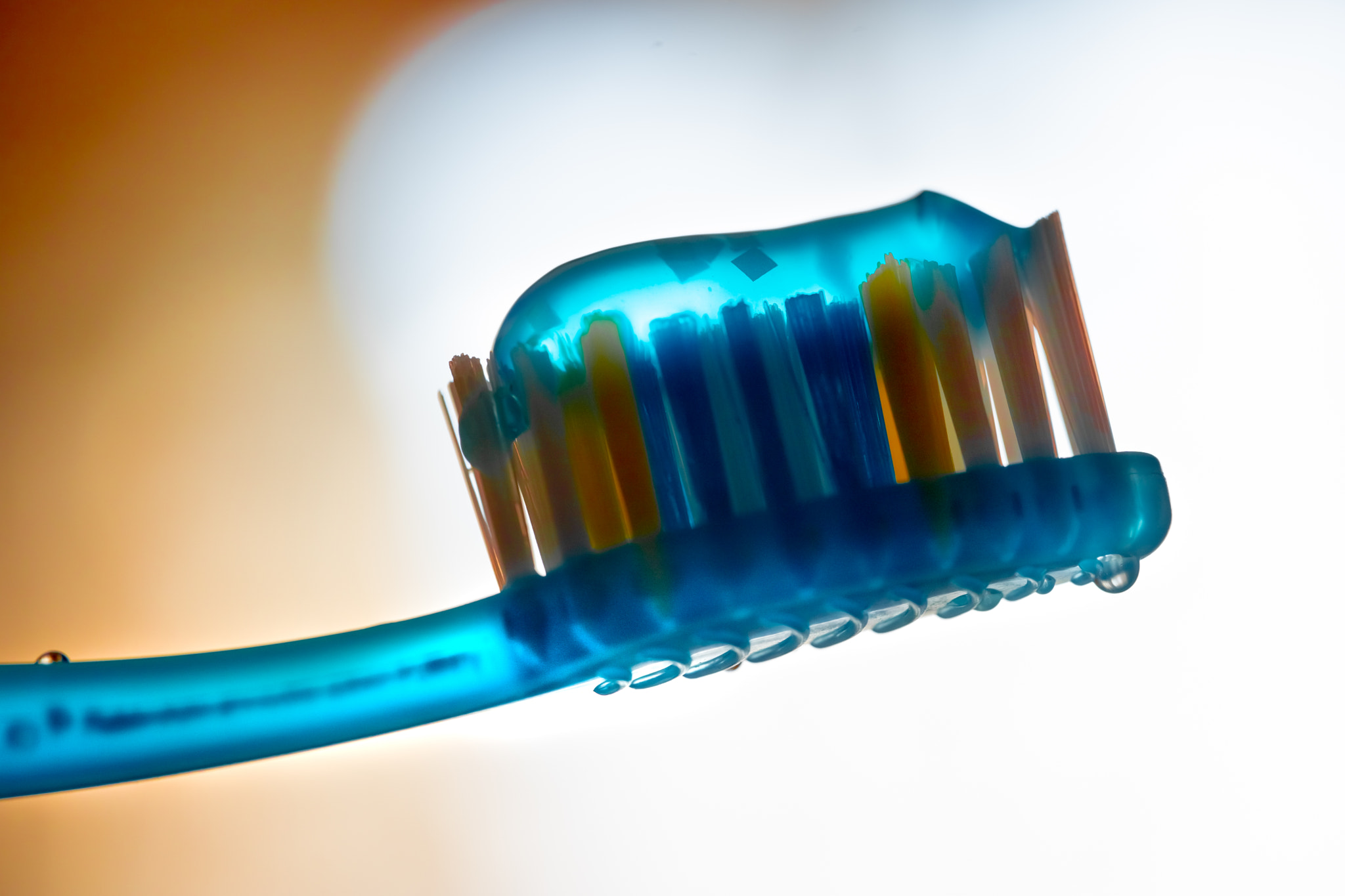 Toothpaste on a brush, for cleaning teeth