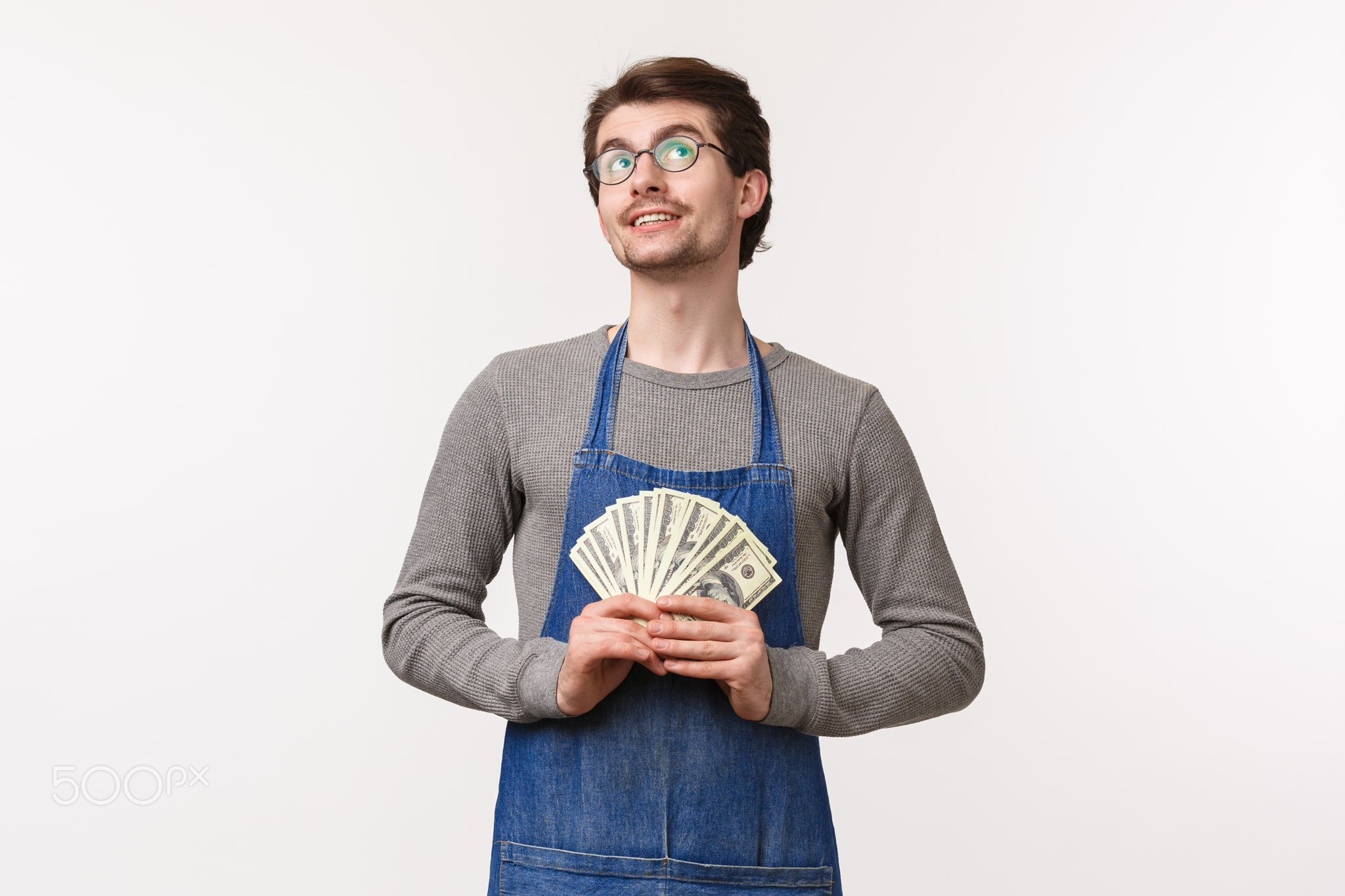 Small business, finance and career concept. Portrait of dreamy and