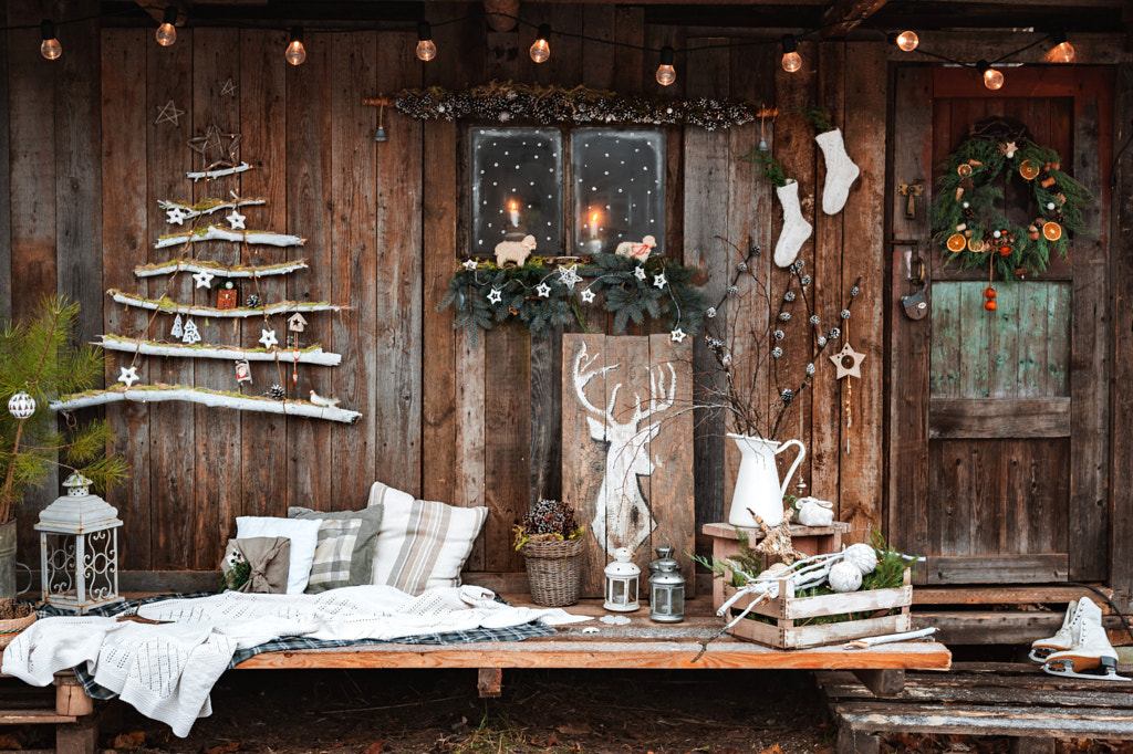 Image of a village Christmas scene. Rustic style on a wooden wall by Yuliya Shangarey Shangarey on 500px.com