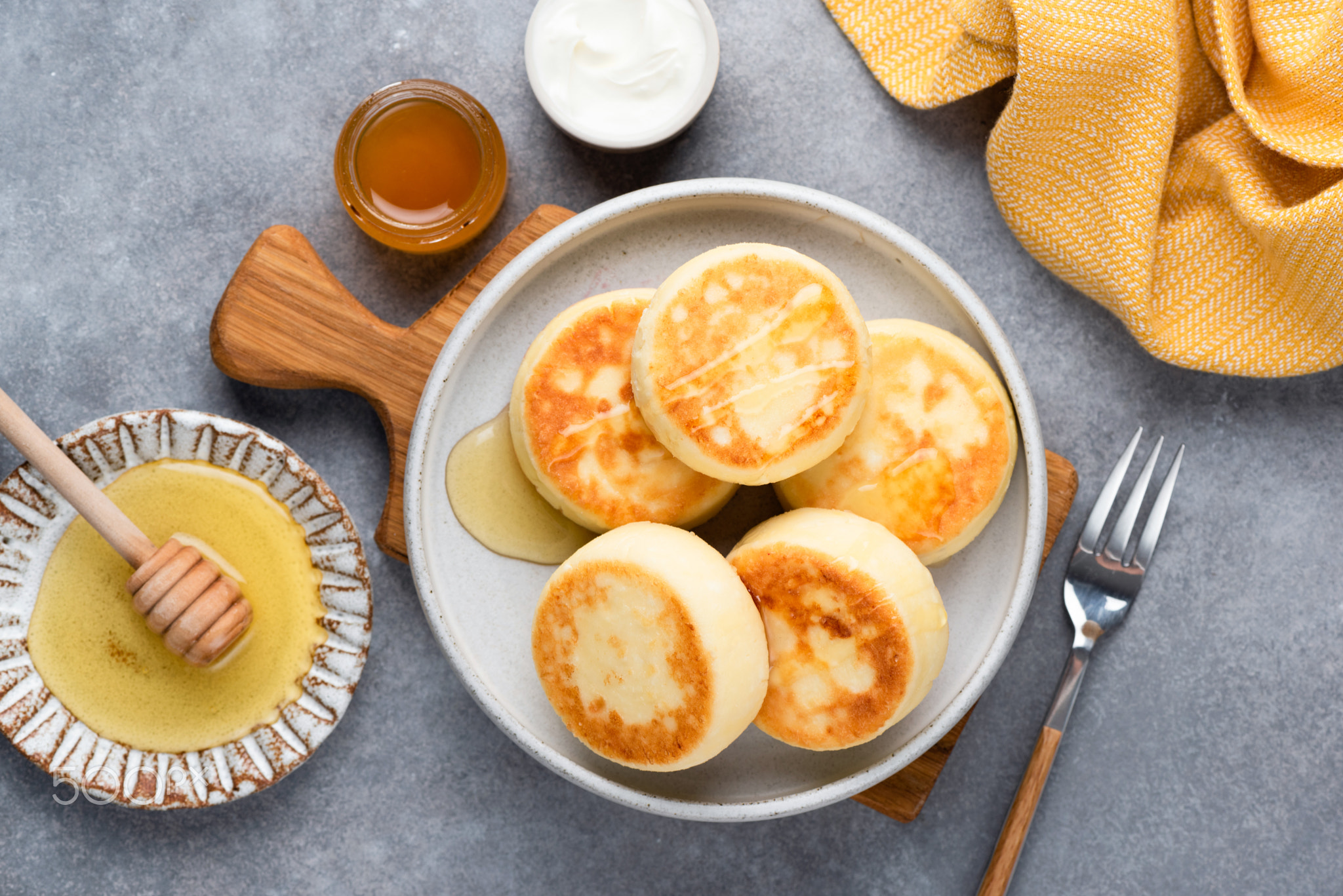 Tasty cottage cheese fritters Syrniki