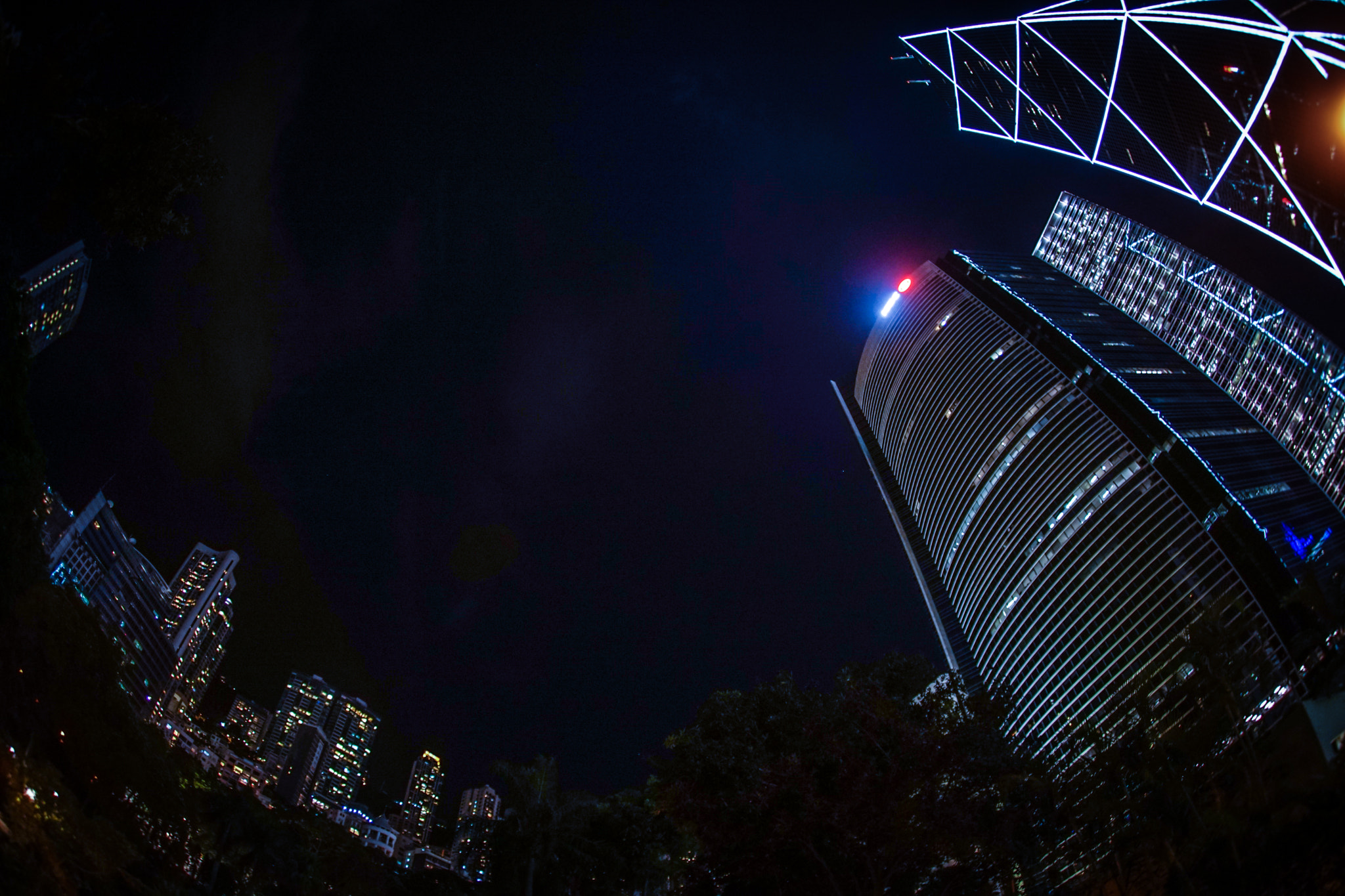 Skyscrapers of Hong Kong Special Administrative Region night view