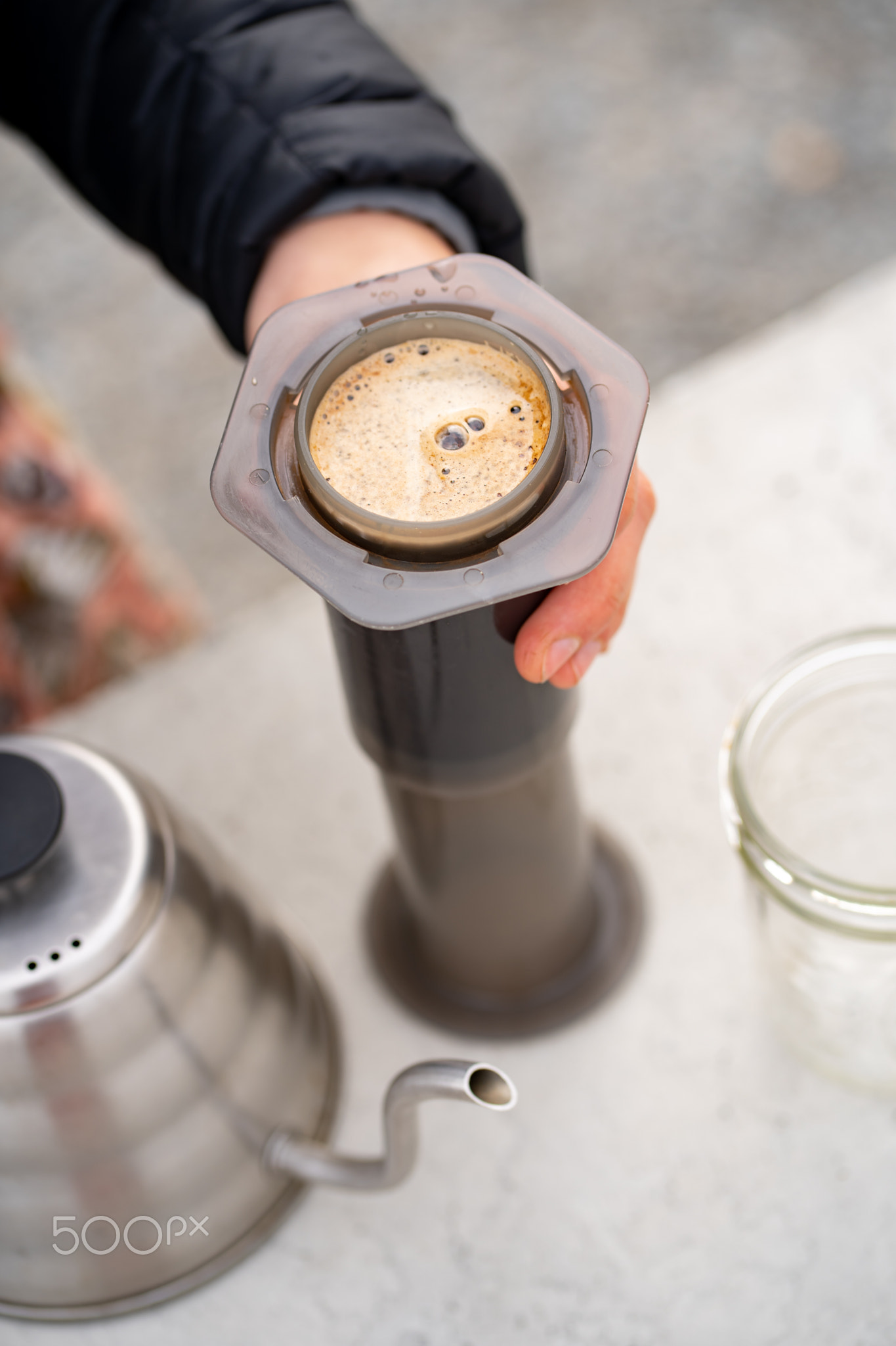 Alternative coffee preparation in the middle of nowhere
