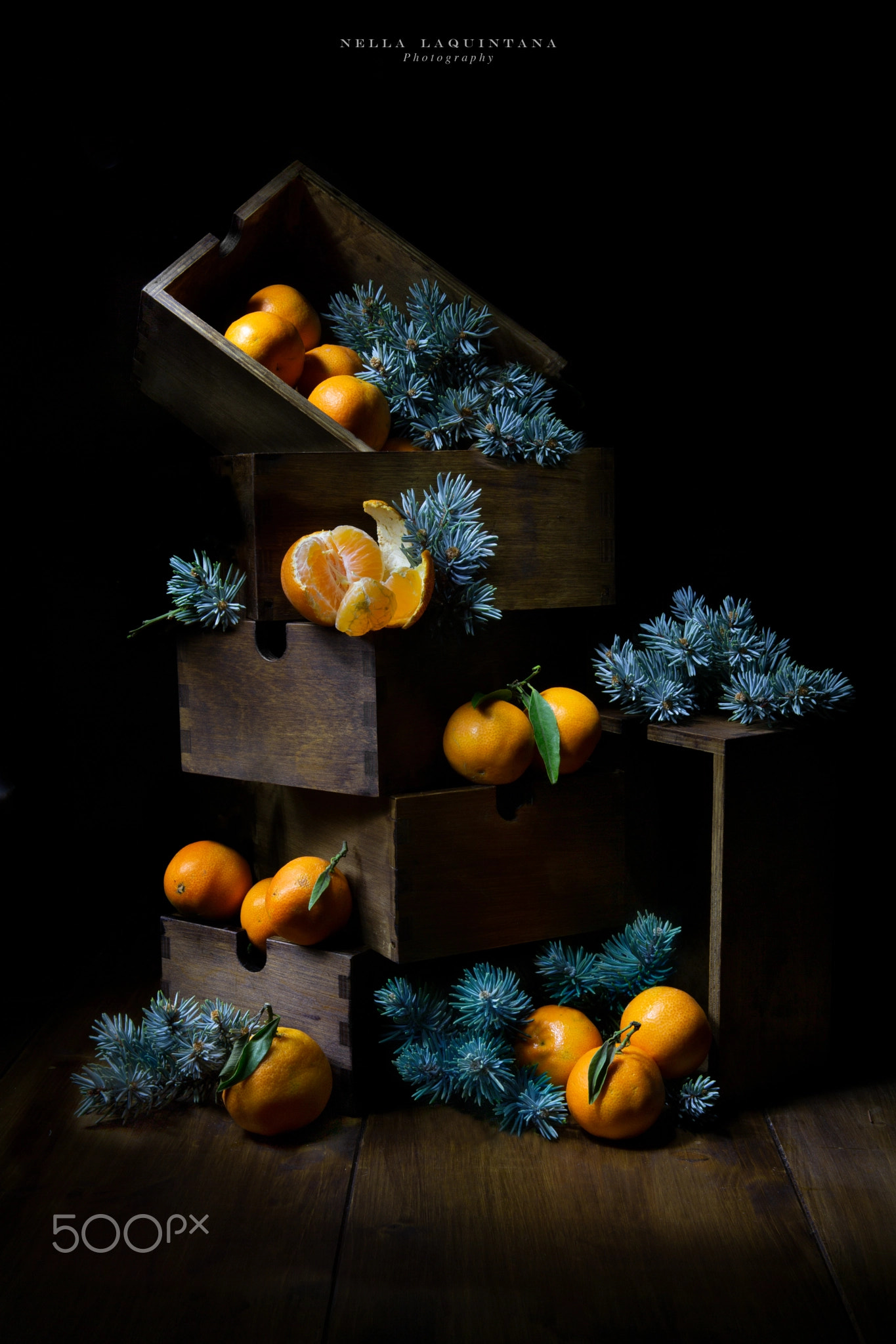 Blue fir and tangerines