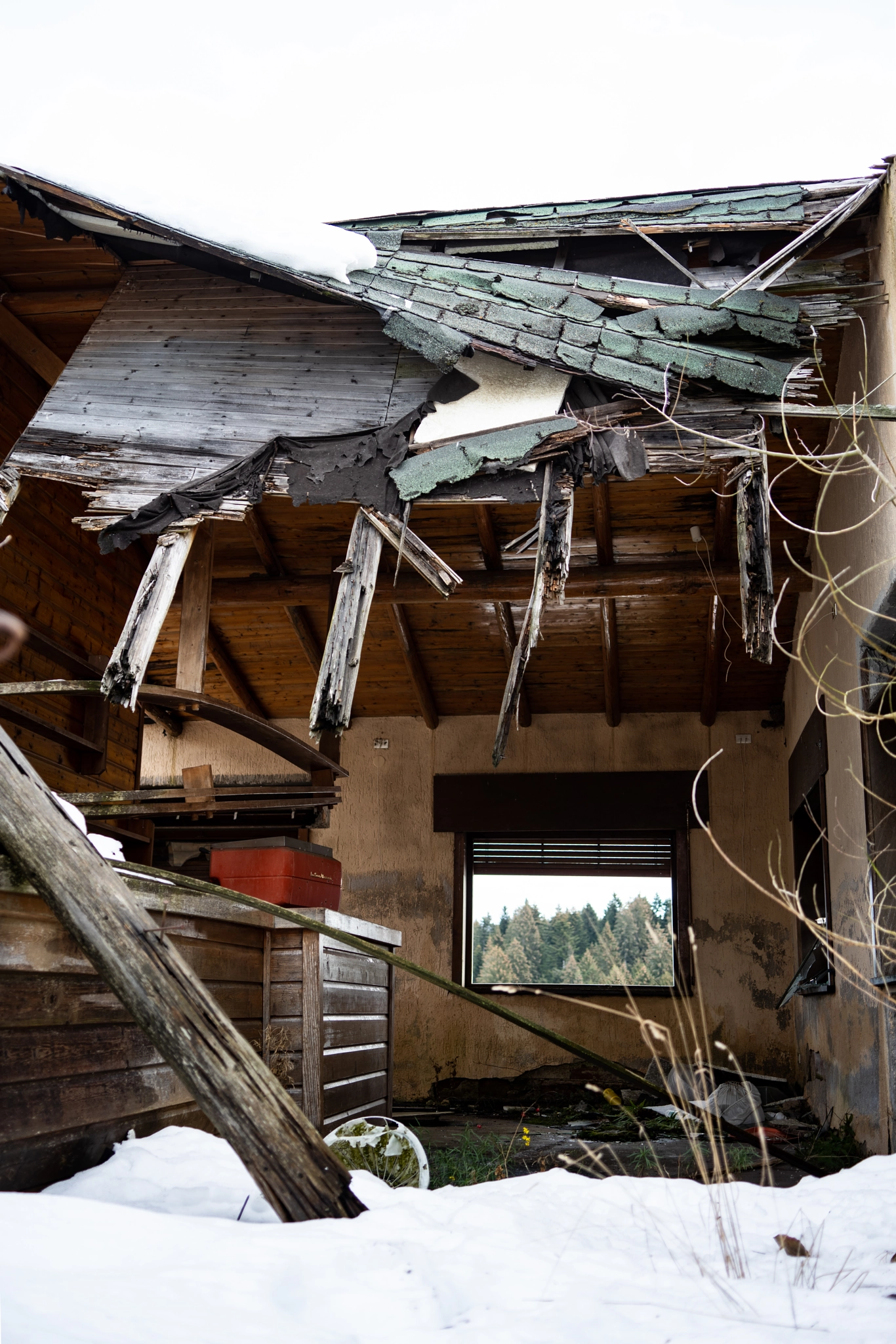 Old ski resort cableway ruins