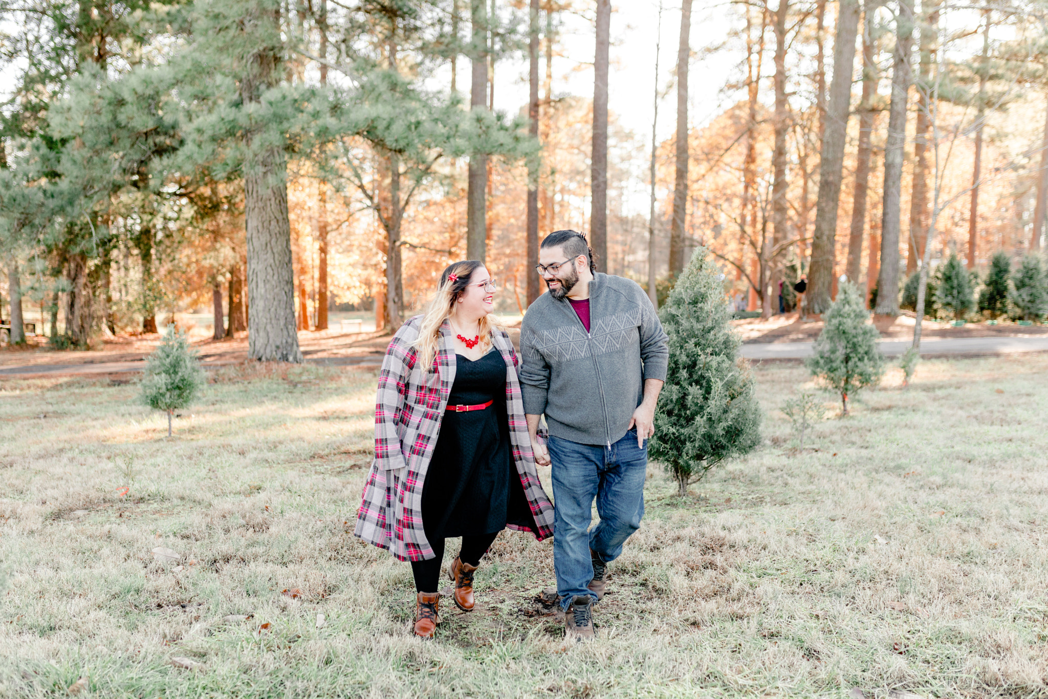 Christmas tree farm engagement