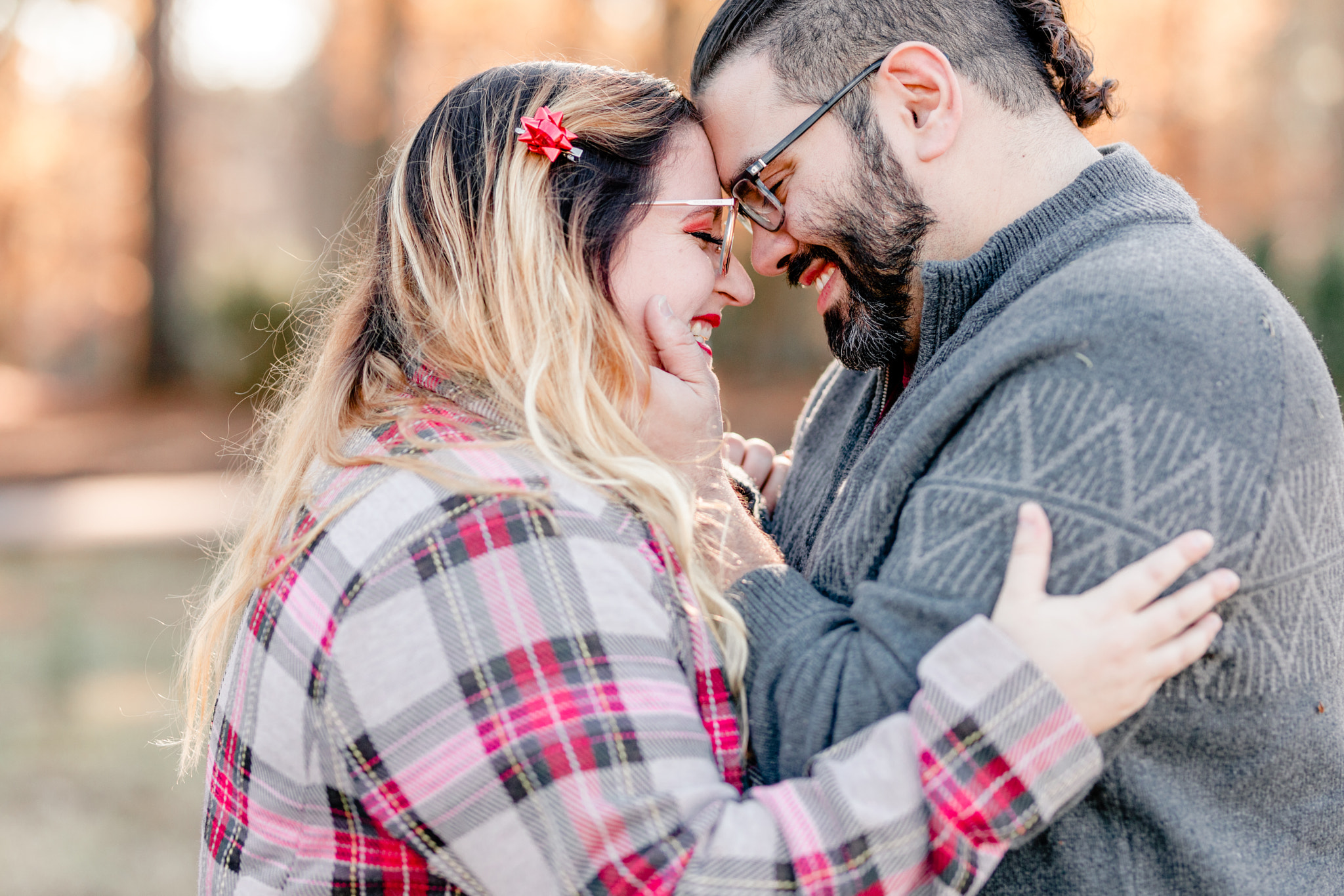 Christmas tree farm engagement