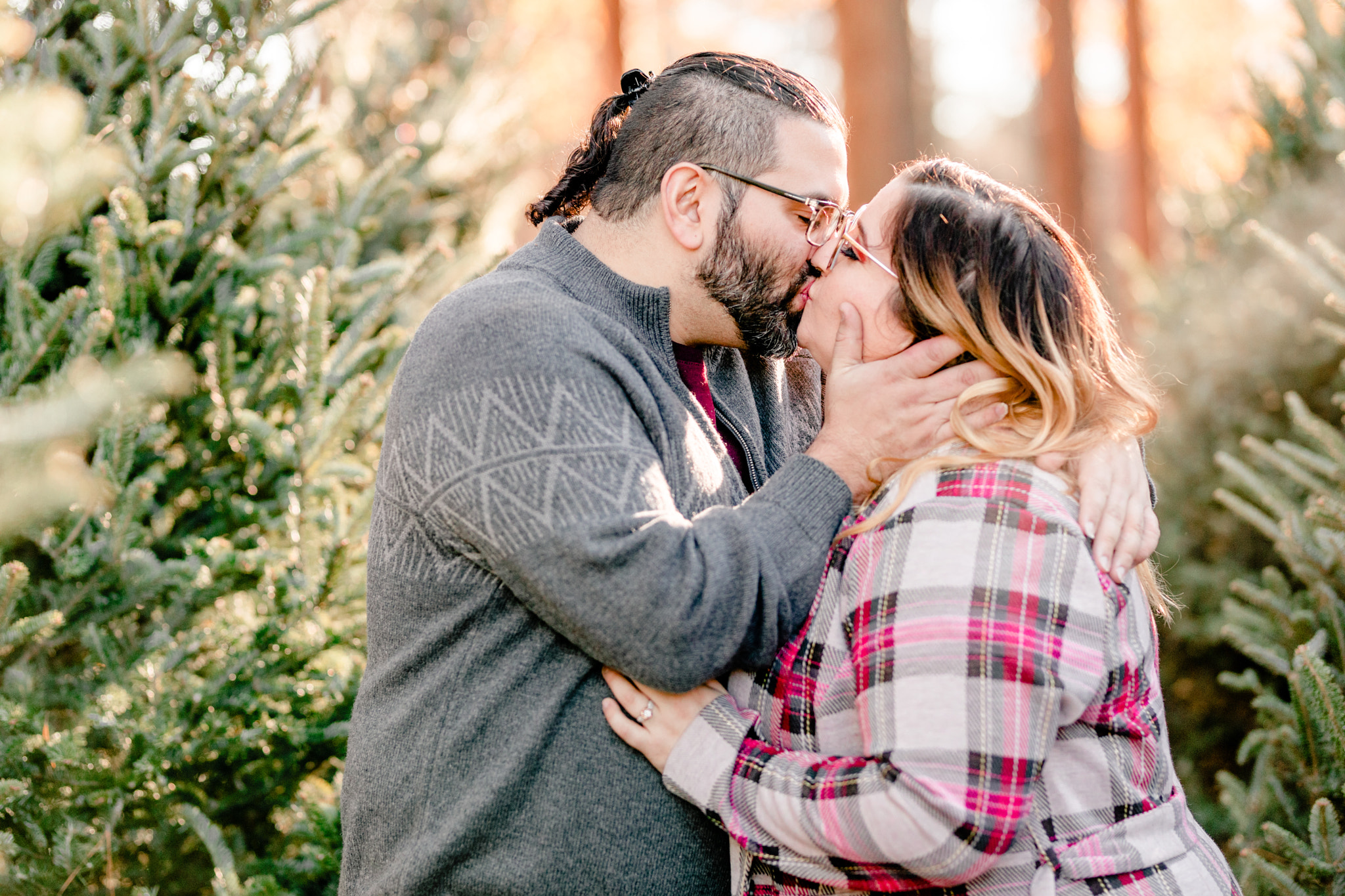 Christmas tree farm engagement