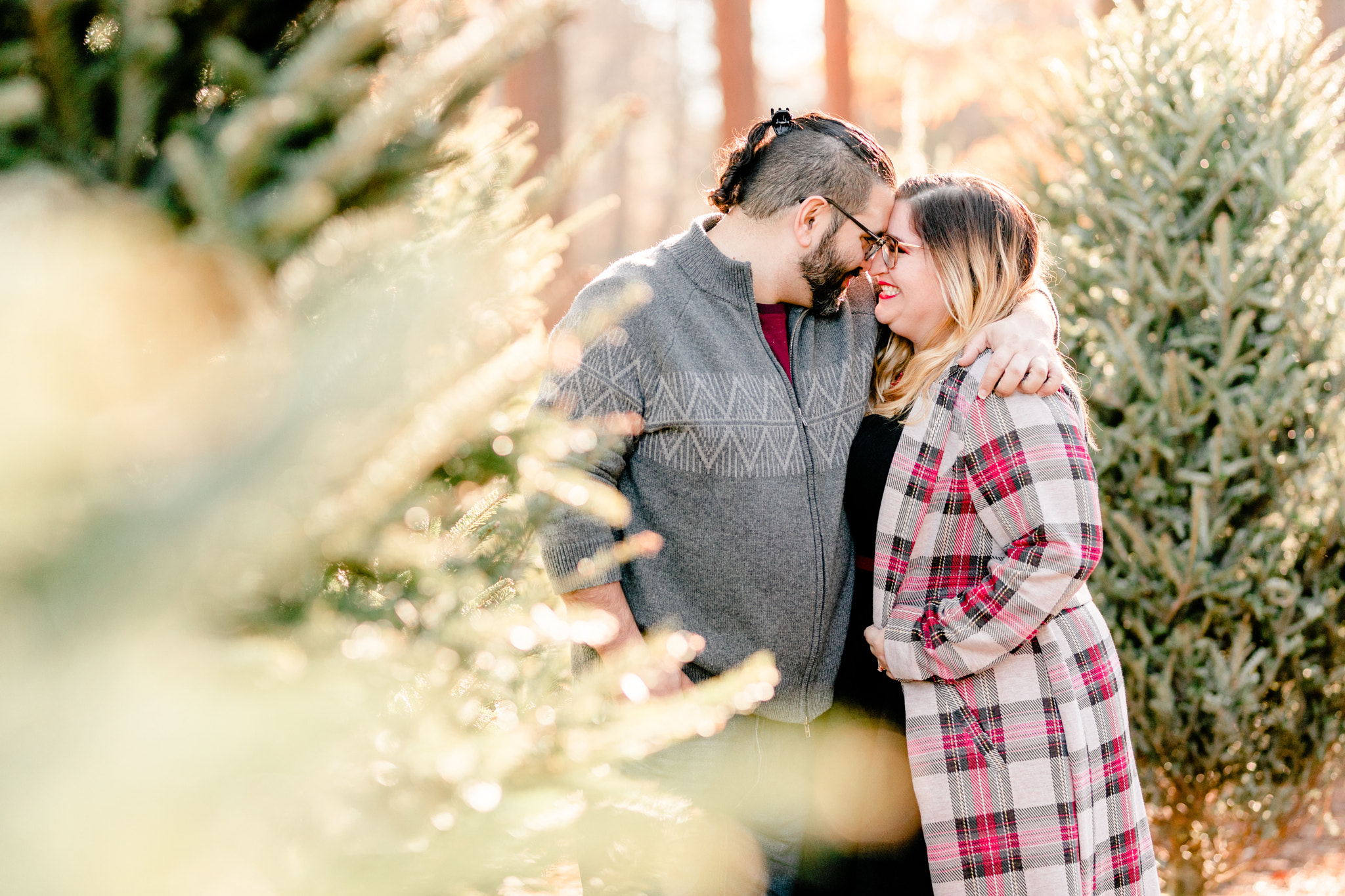 Christmas tree farm engagement