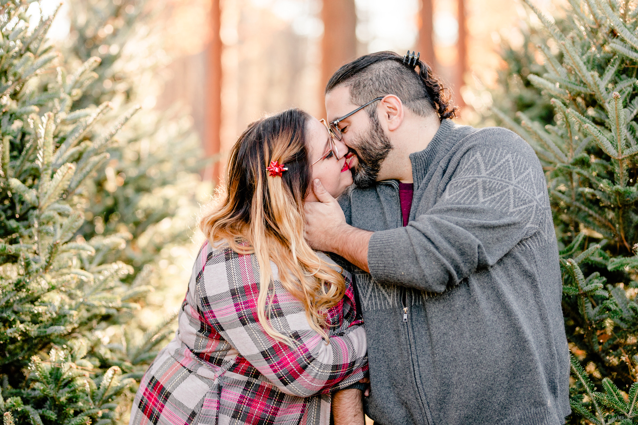 Christmas tree farm engagement