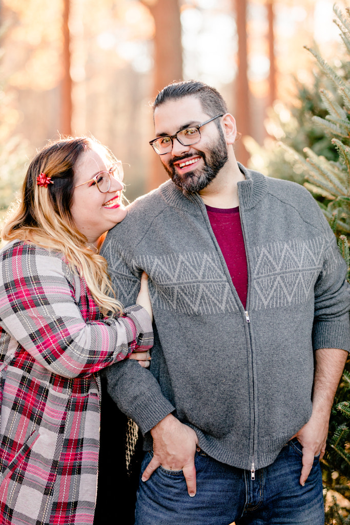 Christmas tree farm engagement