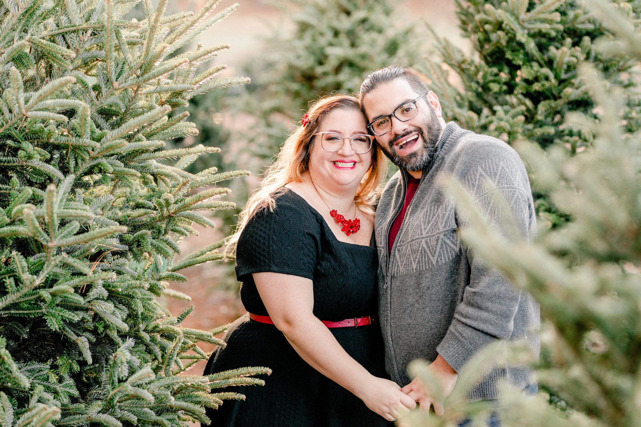 Christmas tree farm engagement