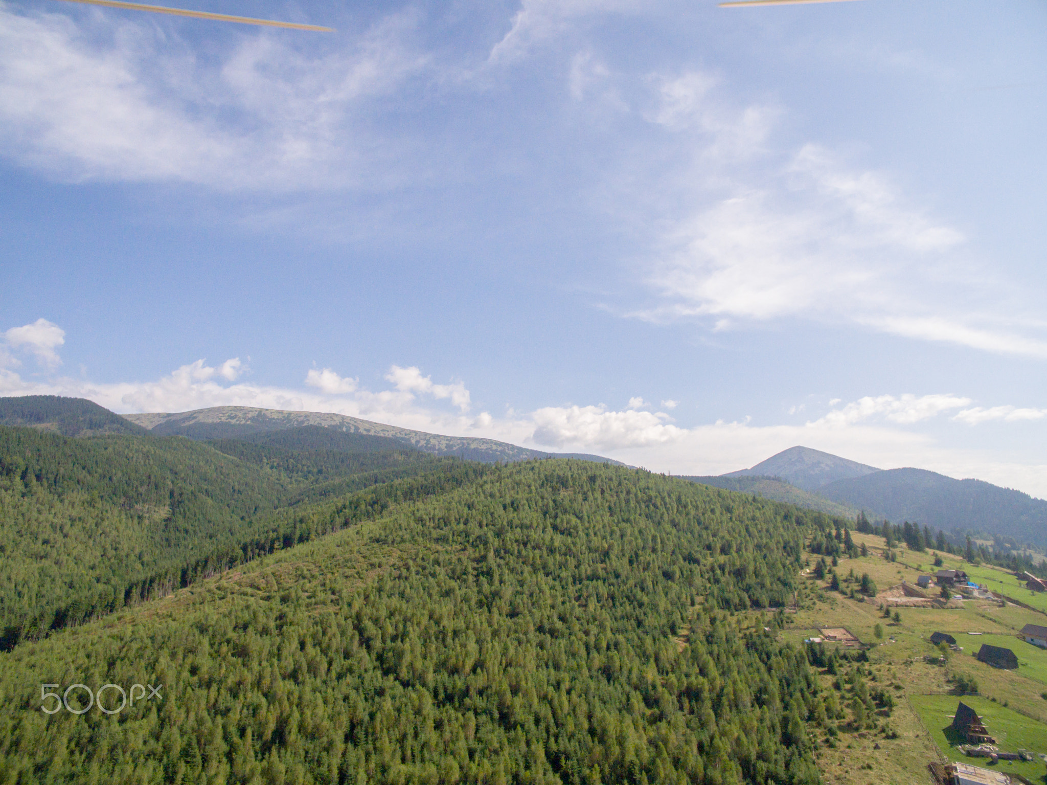 Greate Green Mountaines. Aerial foto of Village