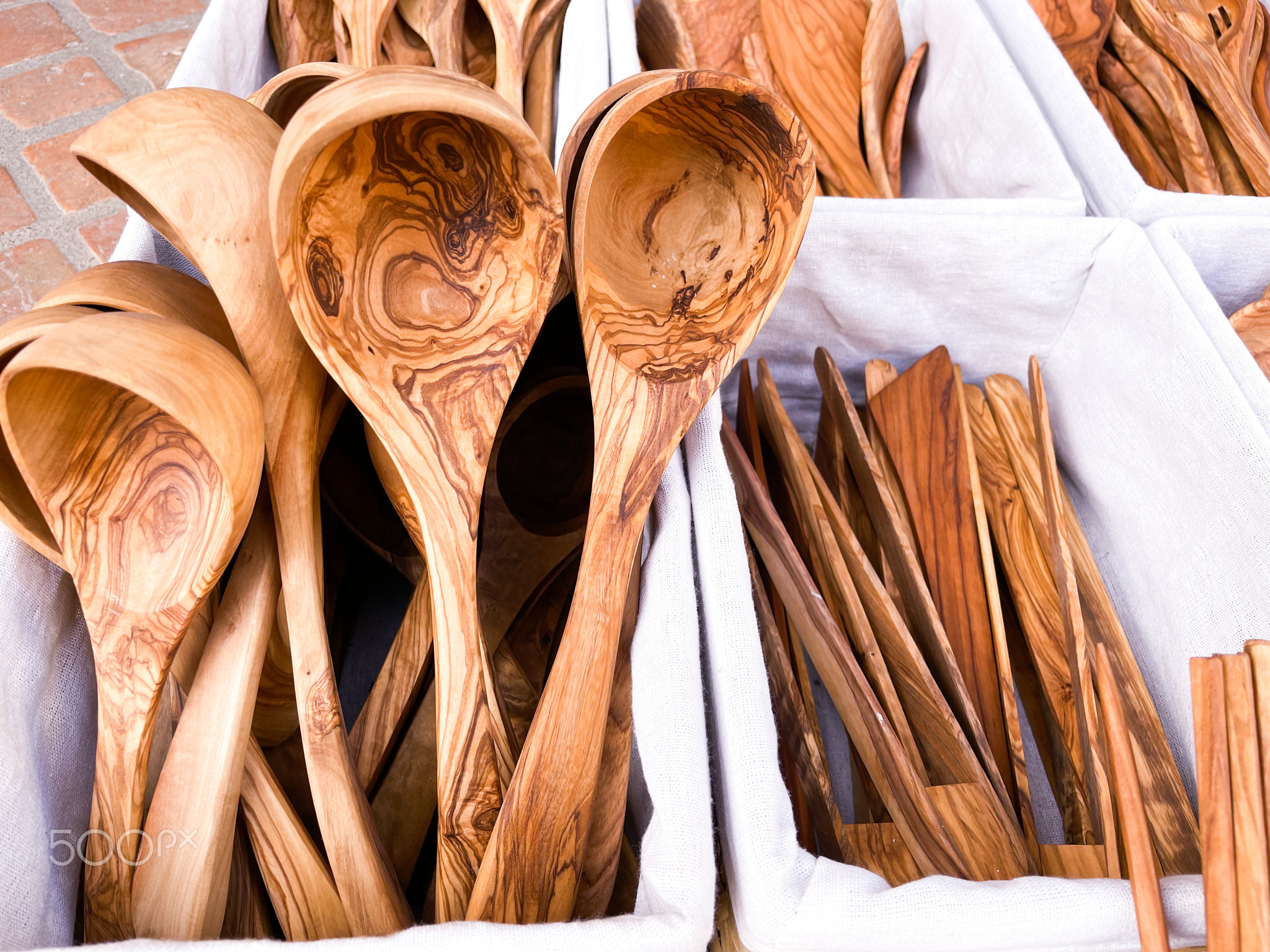 Traditional souvenir objects. Wooden spoons. 