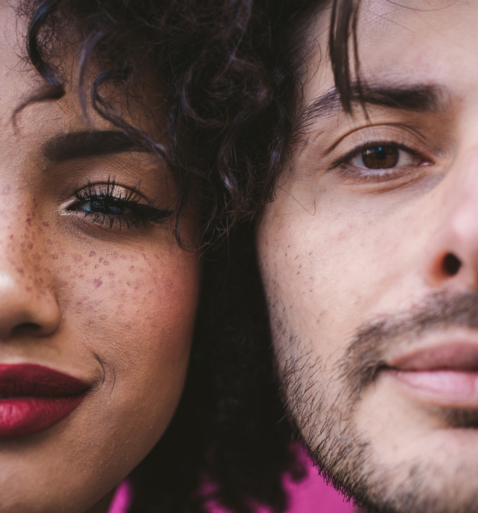 Multiethnic couple together, faces close up by Cristian Negroni on 500px.com