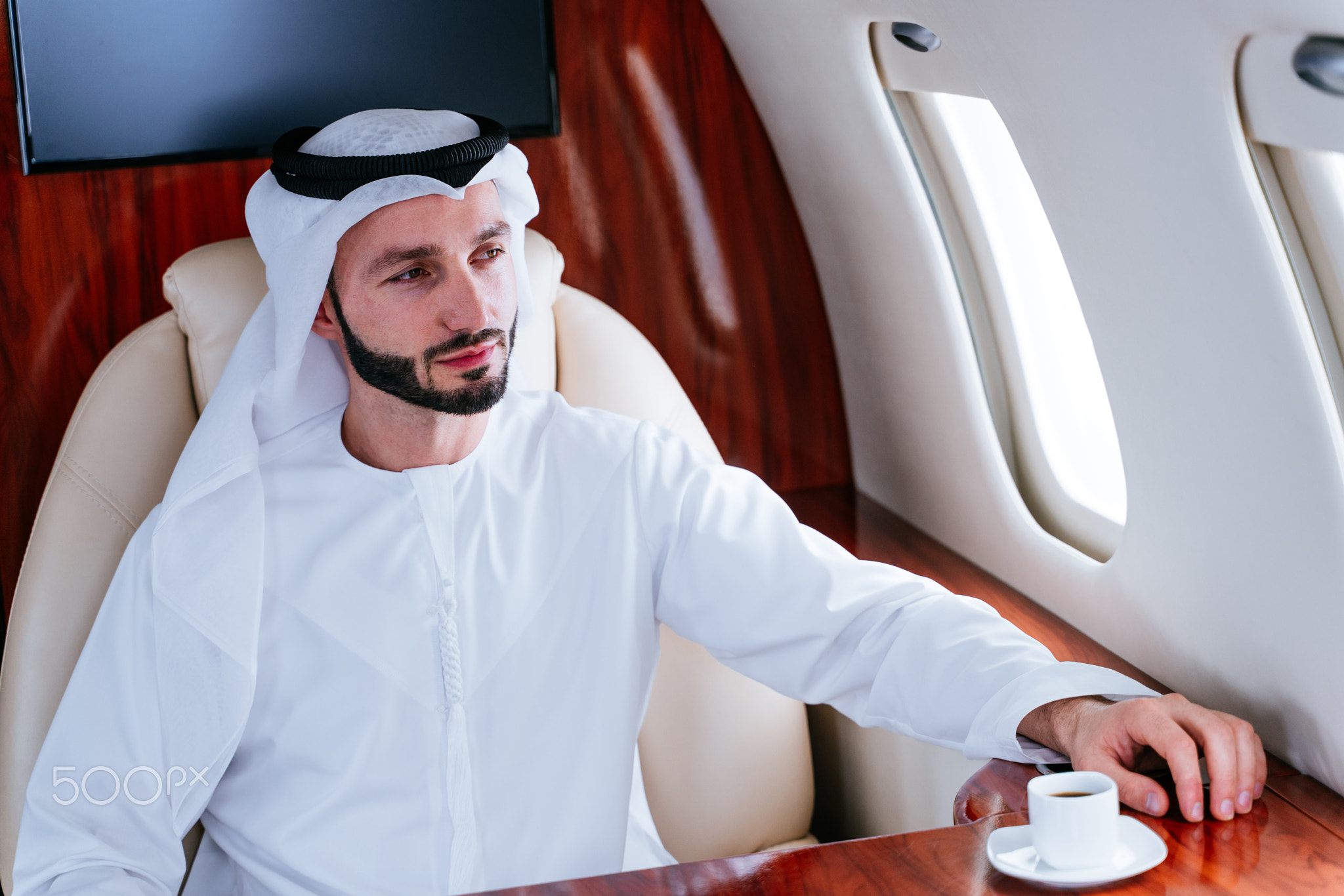 Business man from uae flying on his private jet to Dubai
