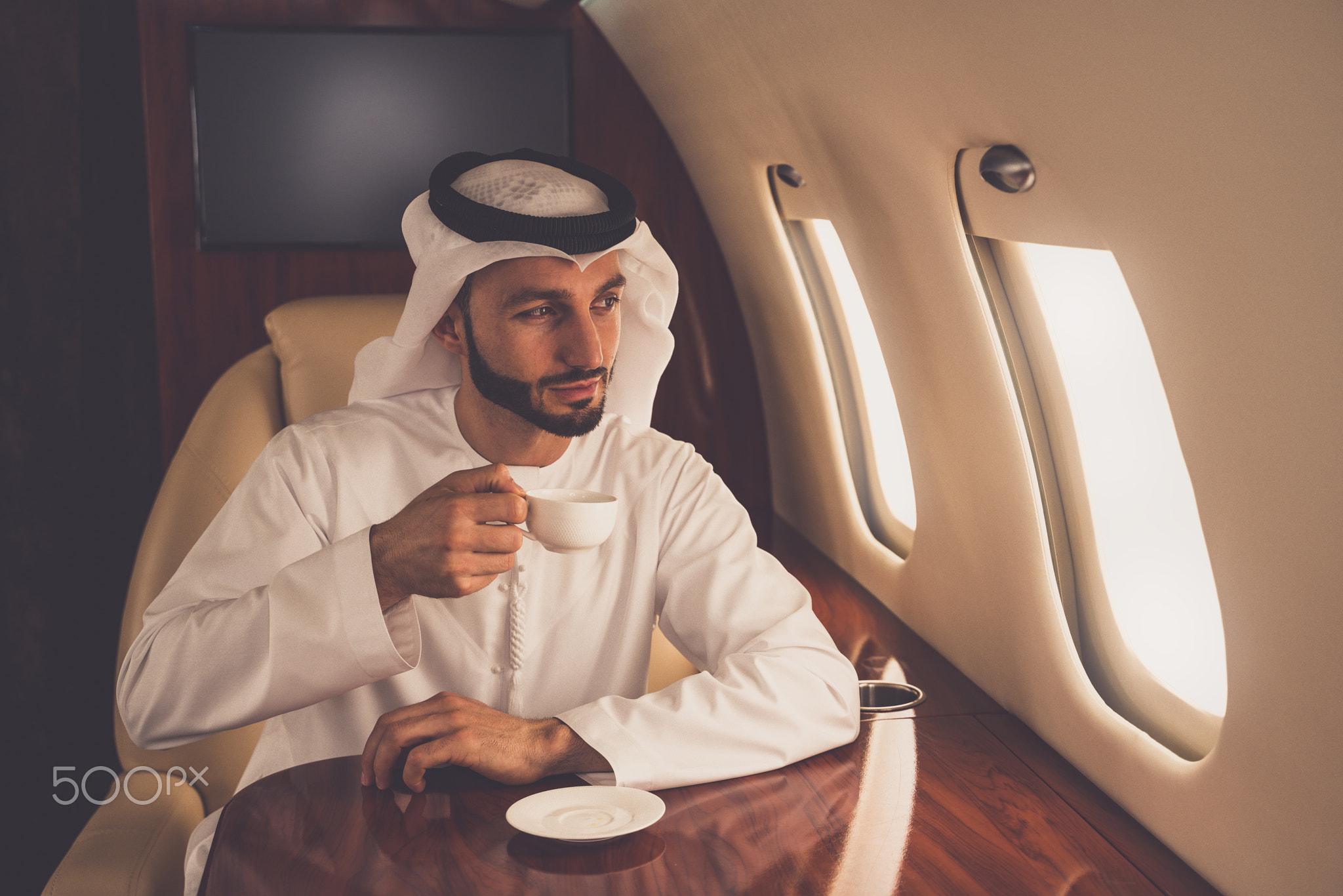 Business man from uae flying on his private jet to Dubai