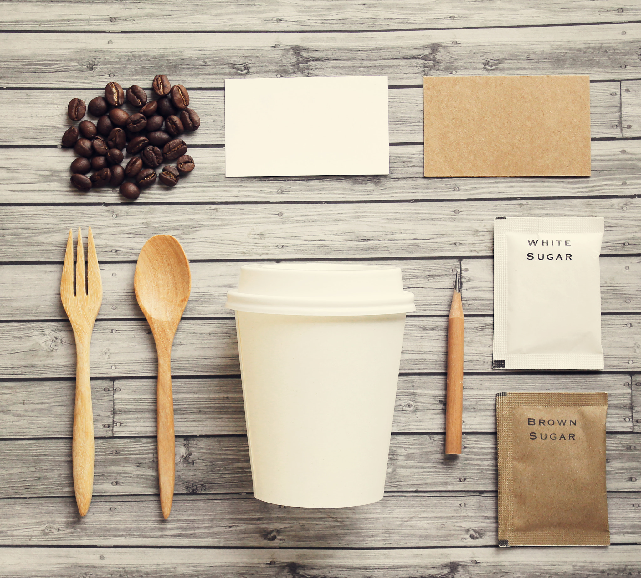 Coffee identity mockup set with retro filter effect