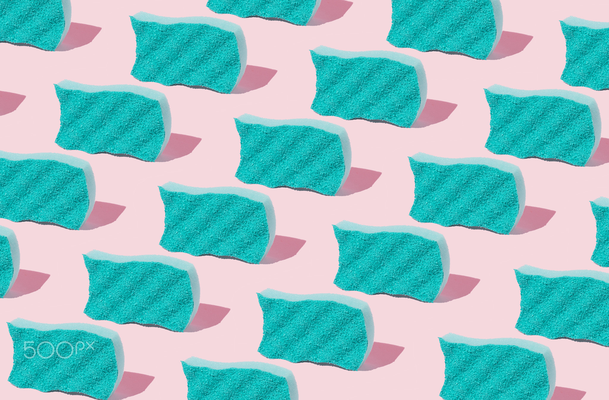 Creative pastel mint and pink pattern. Spring cleaning.