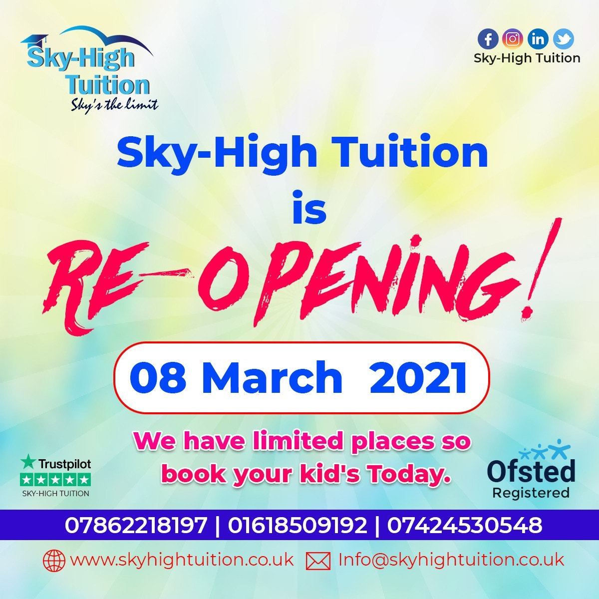 Sky-High Tuition is re-opened on 08 March 2021.