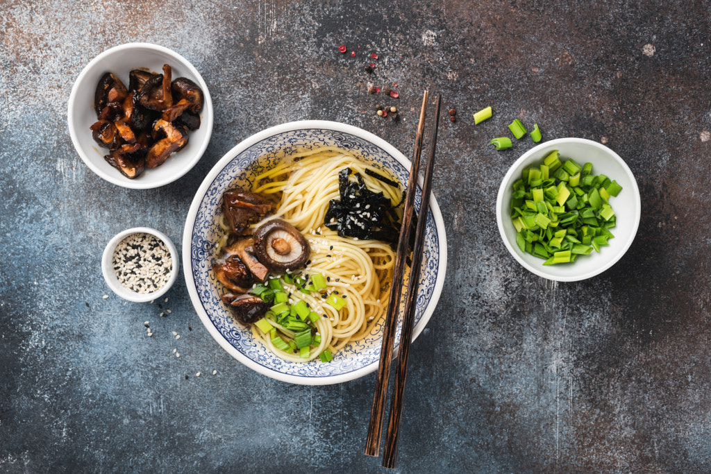 Ramen with shiitake mushrooms and scallions by Vladislav Nosick on 500px.com