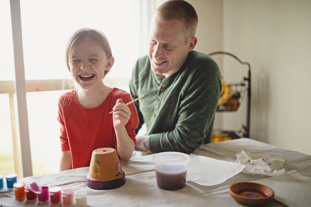 Dad & Daughter Laughing During Painting Project, St. Charles, MO by Nadia M on 500px.com