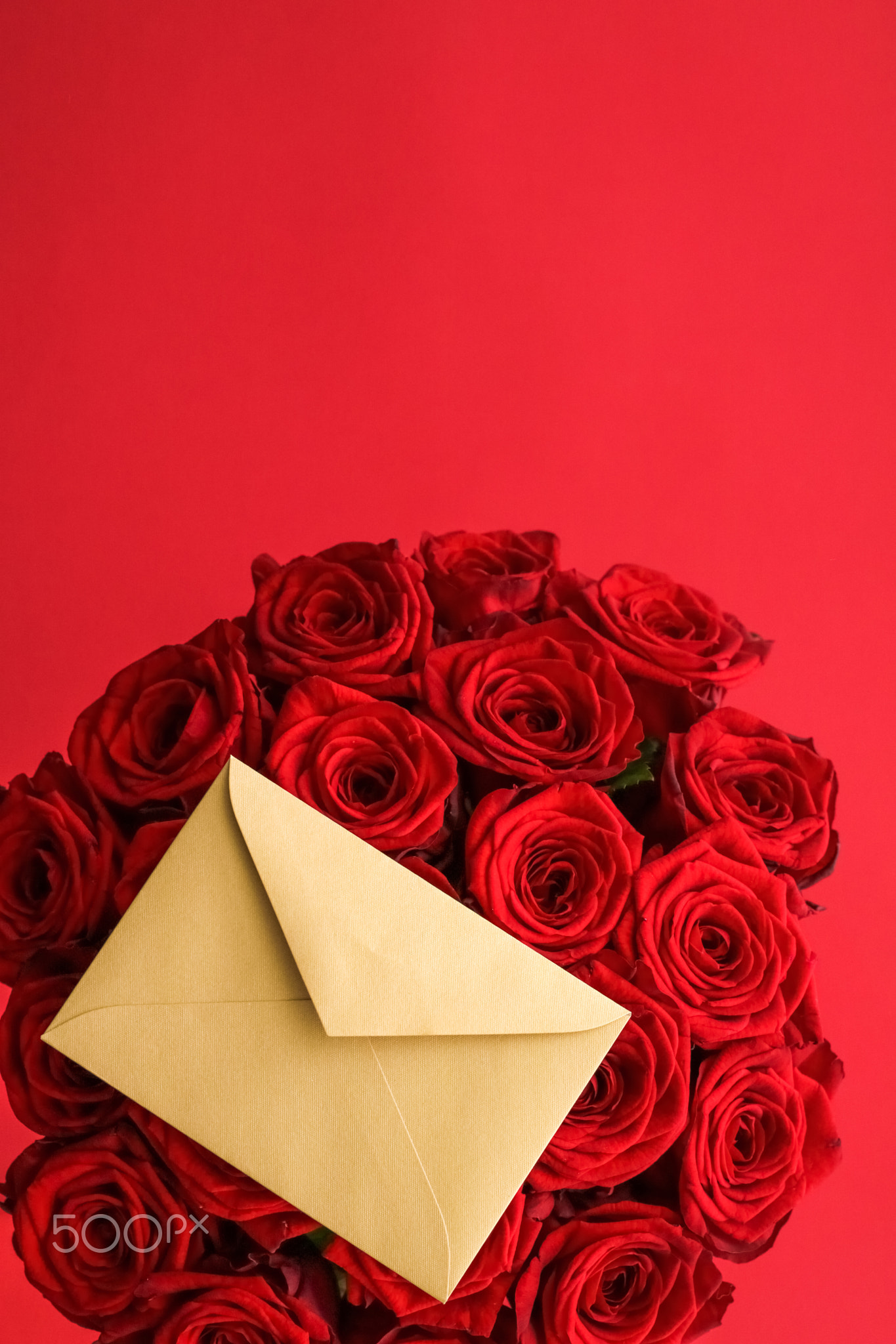 Love letter and flower delivery service on Valentines Day, luxury