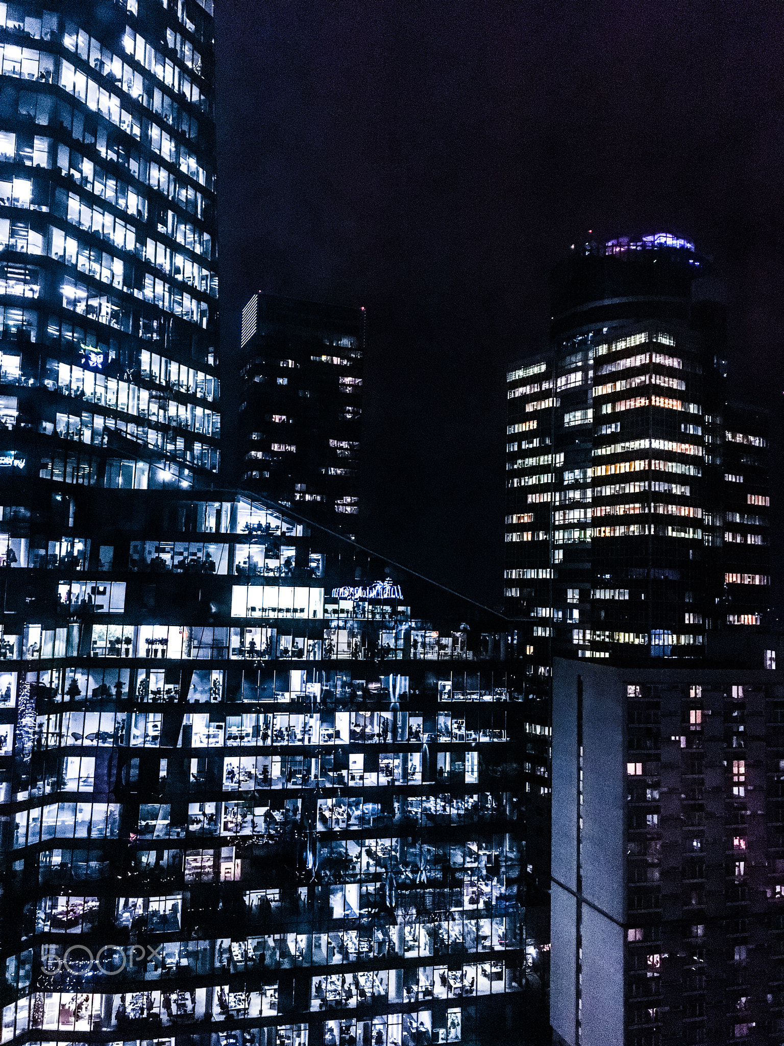 Windows of skyscrapers in the financial city center in Europe