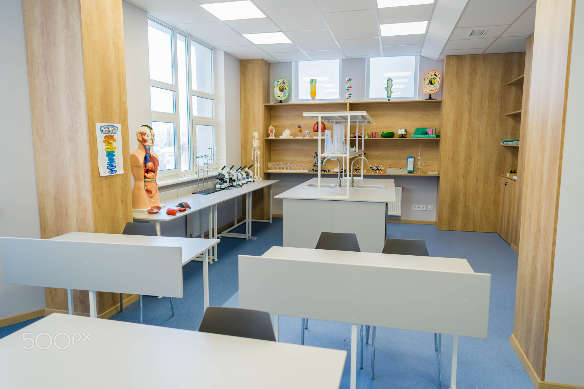 New and empty biology class at school