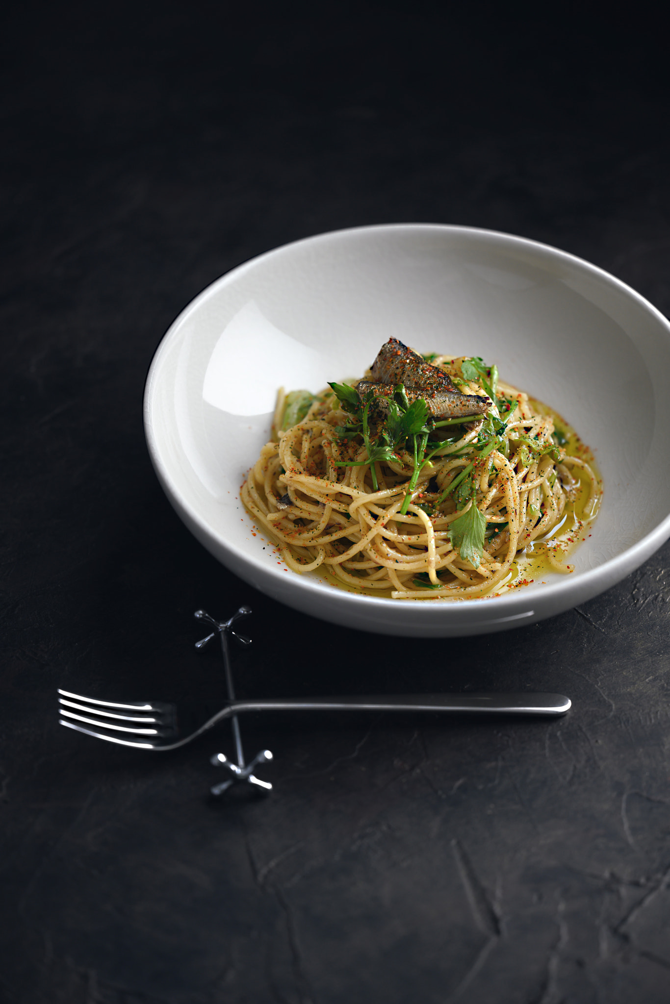 Canned sardines and Japanese parsley Pasta